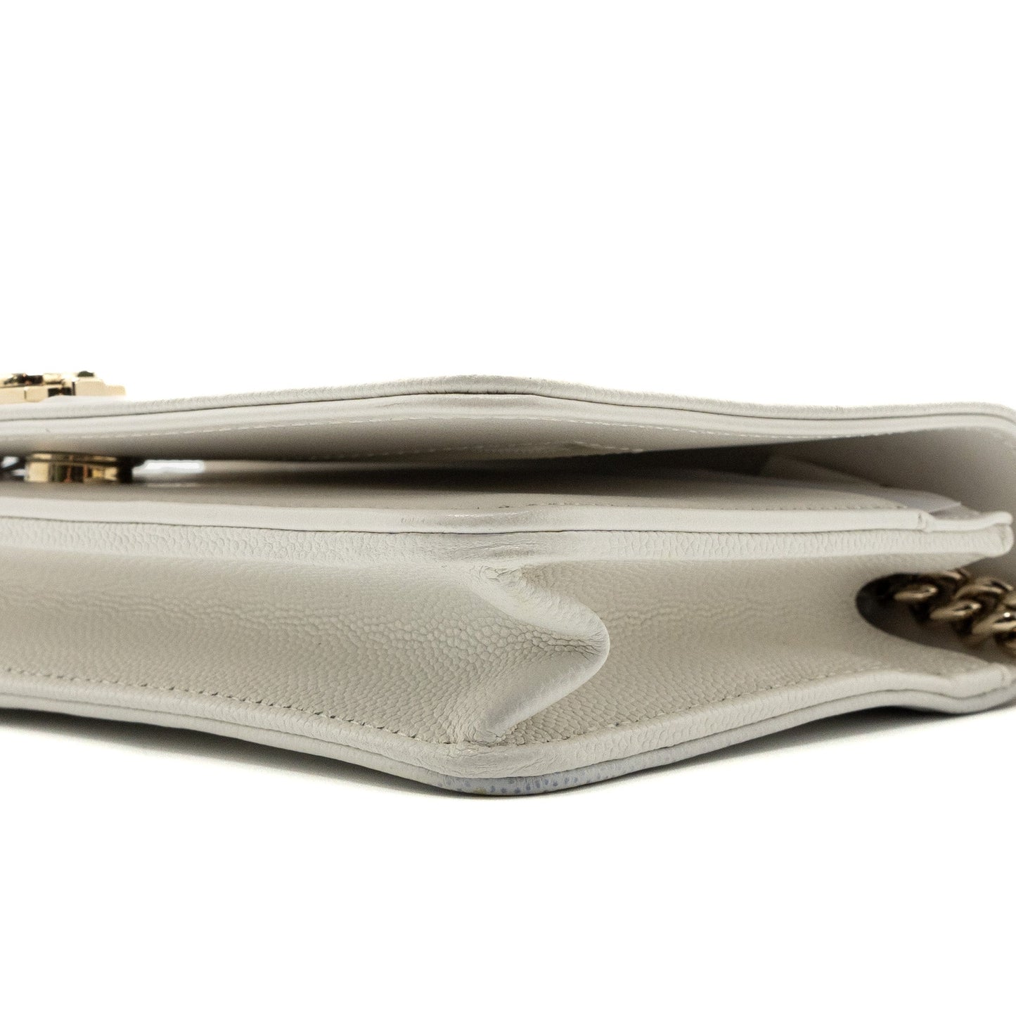 CHANEL BOY WALLET ON CHAIN CAVIAR WHITE L (Microchip)