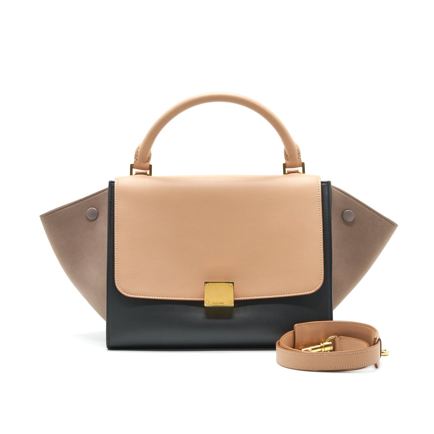 CELINE SMALL TRAPEZE Purse MULTI COLOuR BEIGE/ BLACK/ BEIGE