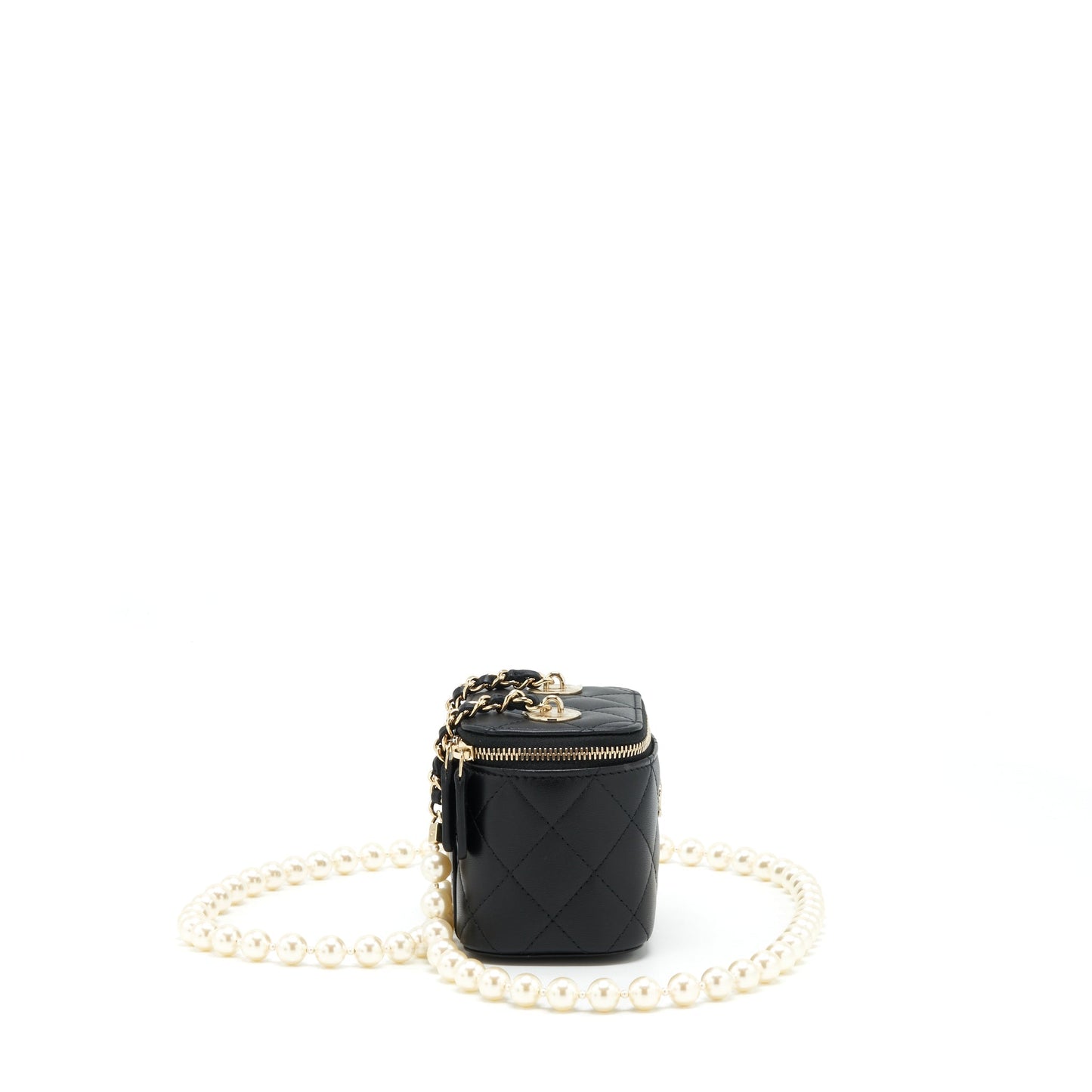 Chanel Mini Vanity With Pearl Chain Lambskin Black L