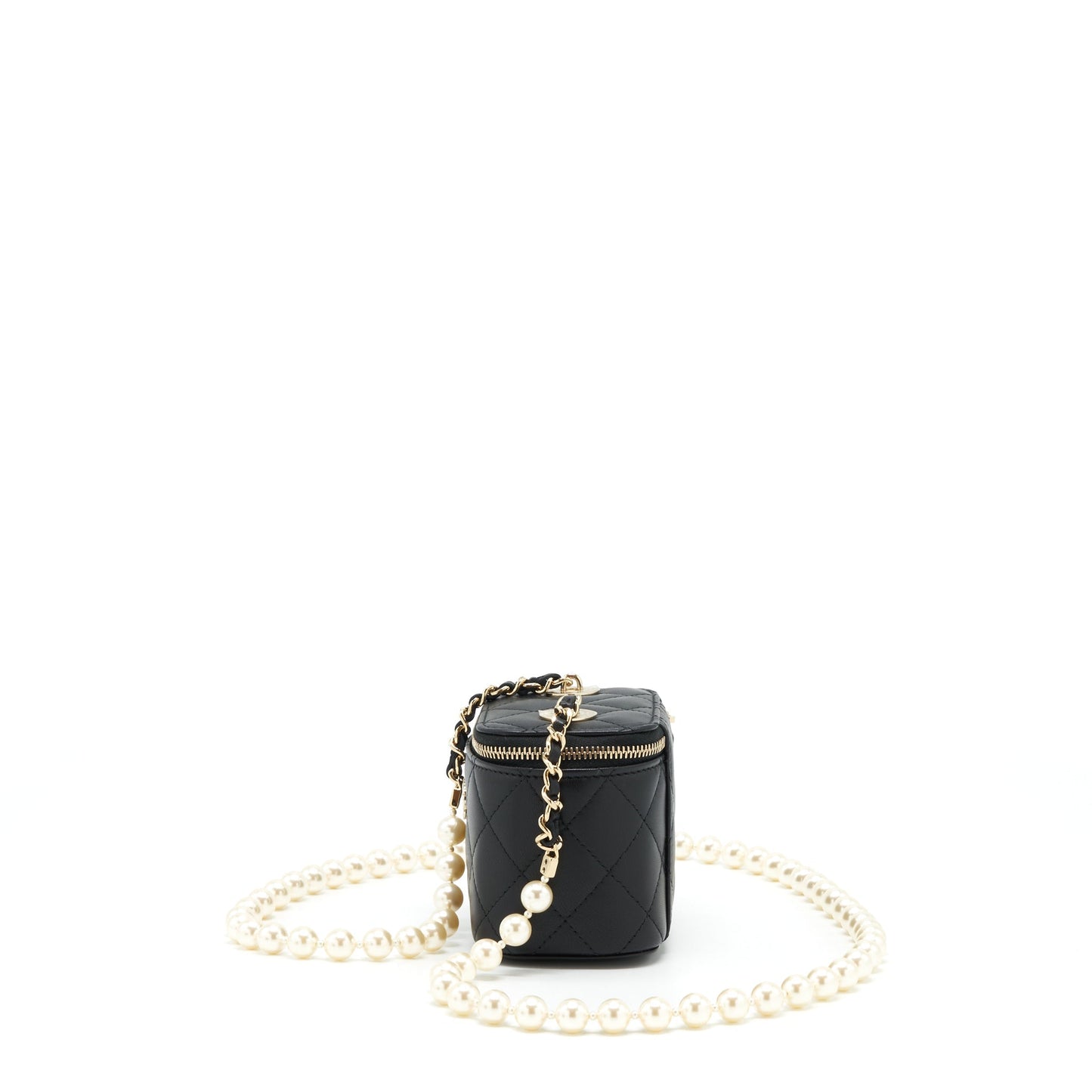 Chanel Mini Vanity With Pearl Chain Lambskin Black L