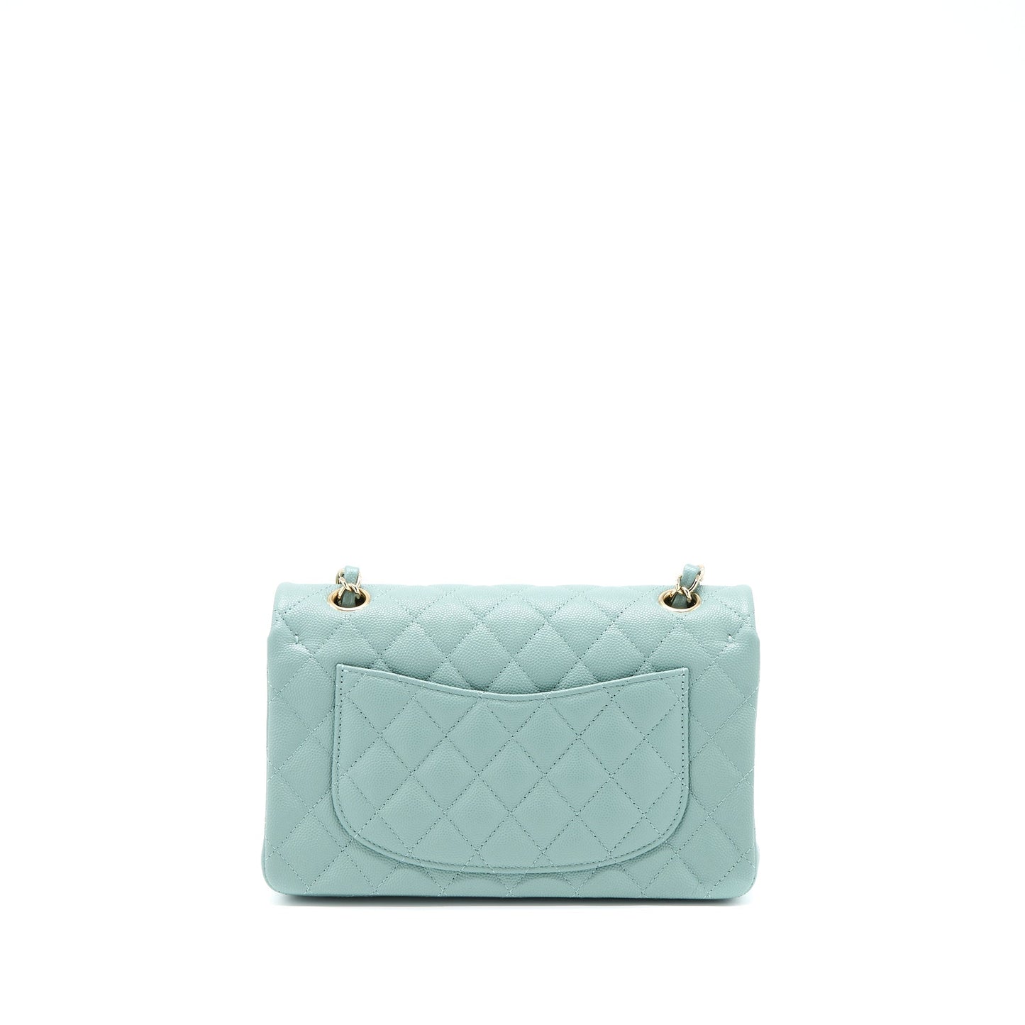 Chanel 22C Small Classic Double Flap Bag Caviar NG124 Greyish Green L (Microchip)
