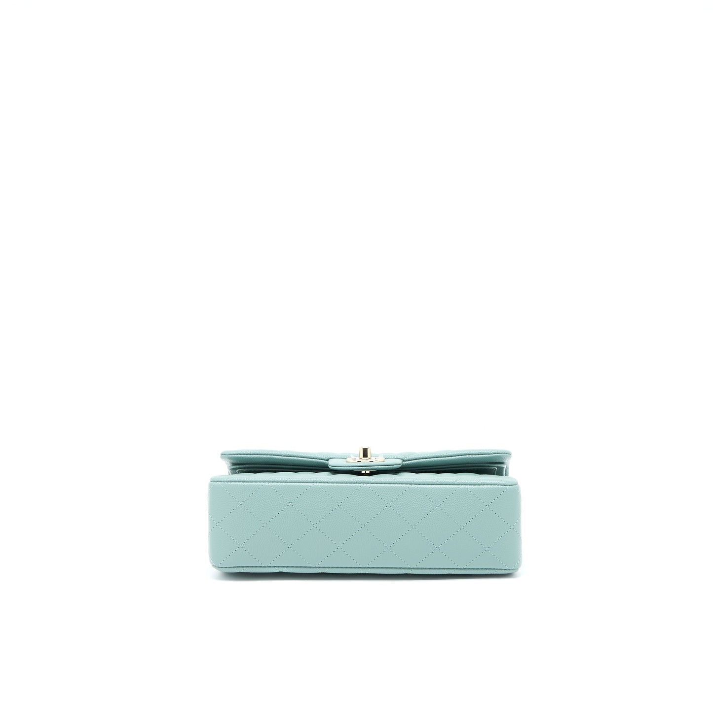 Chanel 22C Small Classic Double Flap Bag Caviar NG124 Greyish Green L (Microchip)