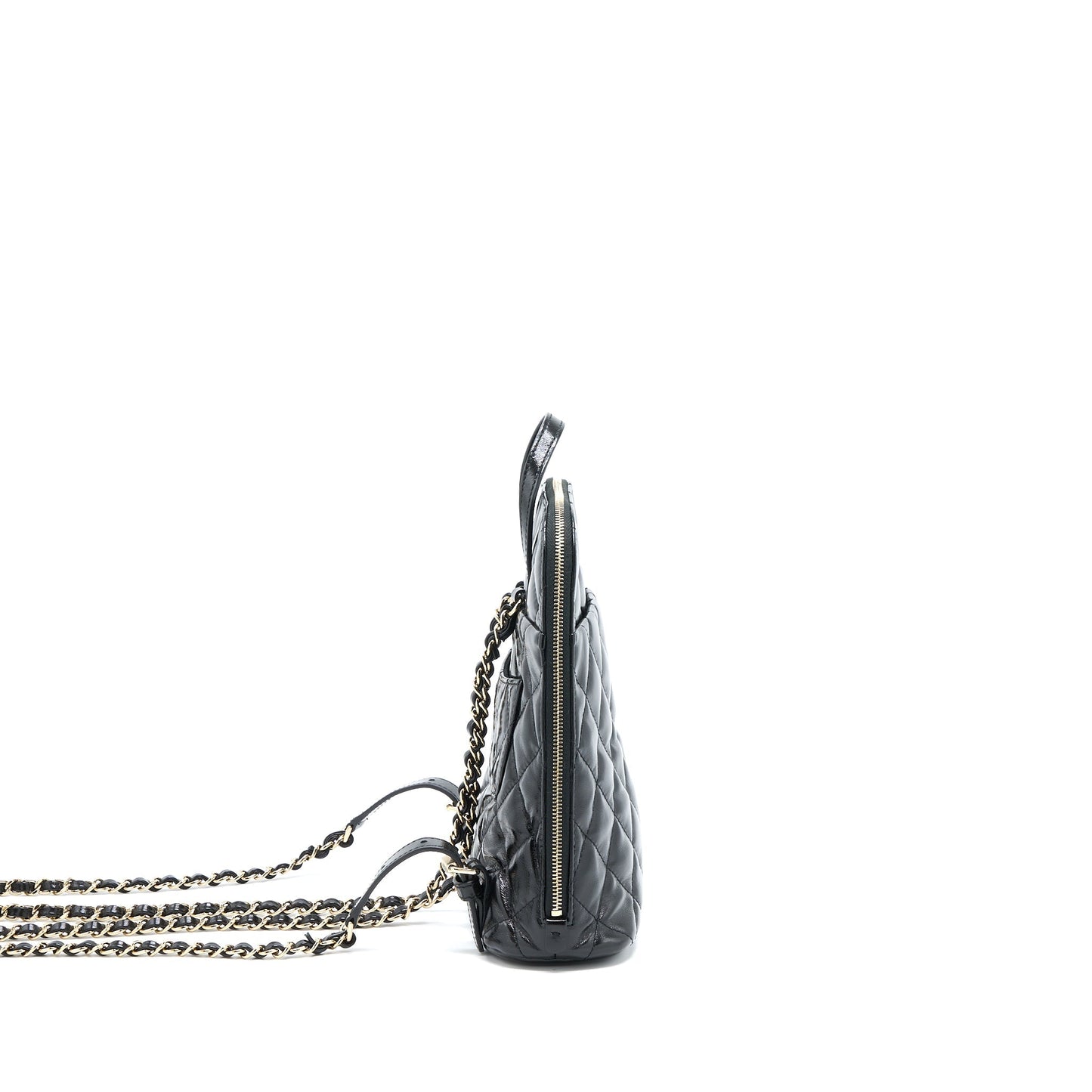 Chanel 22A Quilted Backpack Shiny Calfskin Black L (Microchip)