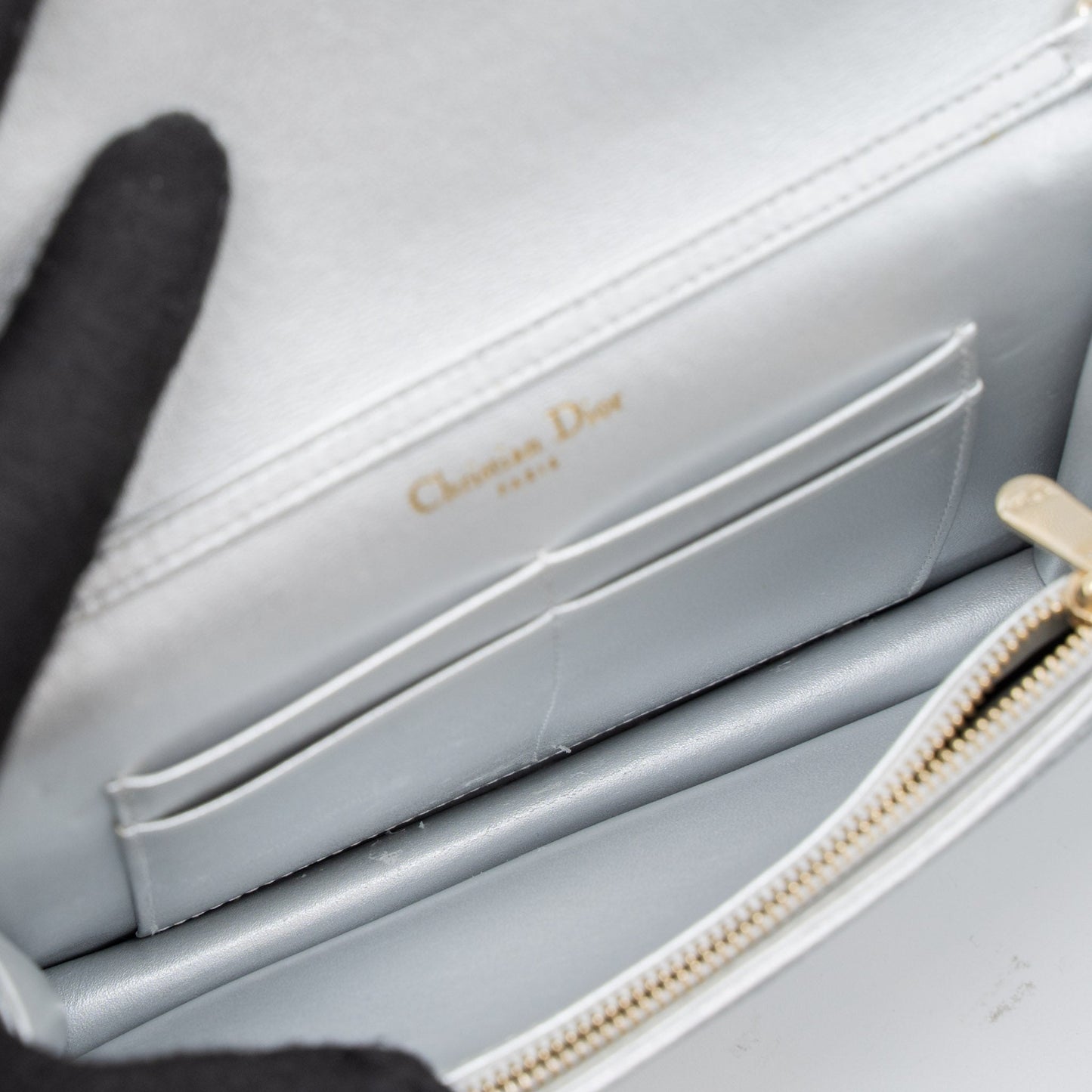 Dior Diorama Wallet on Chain Calfskin Light Grey