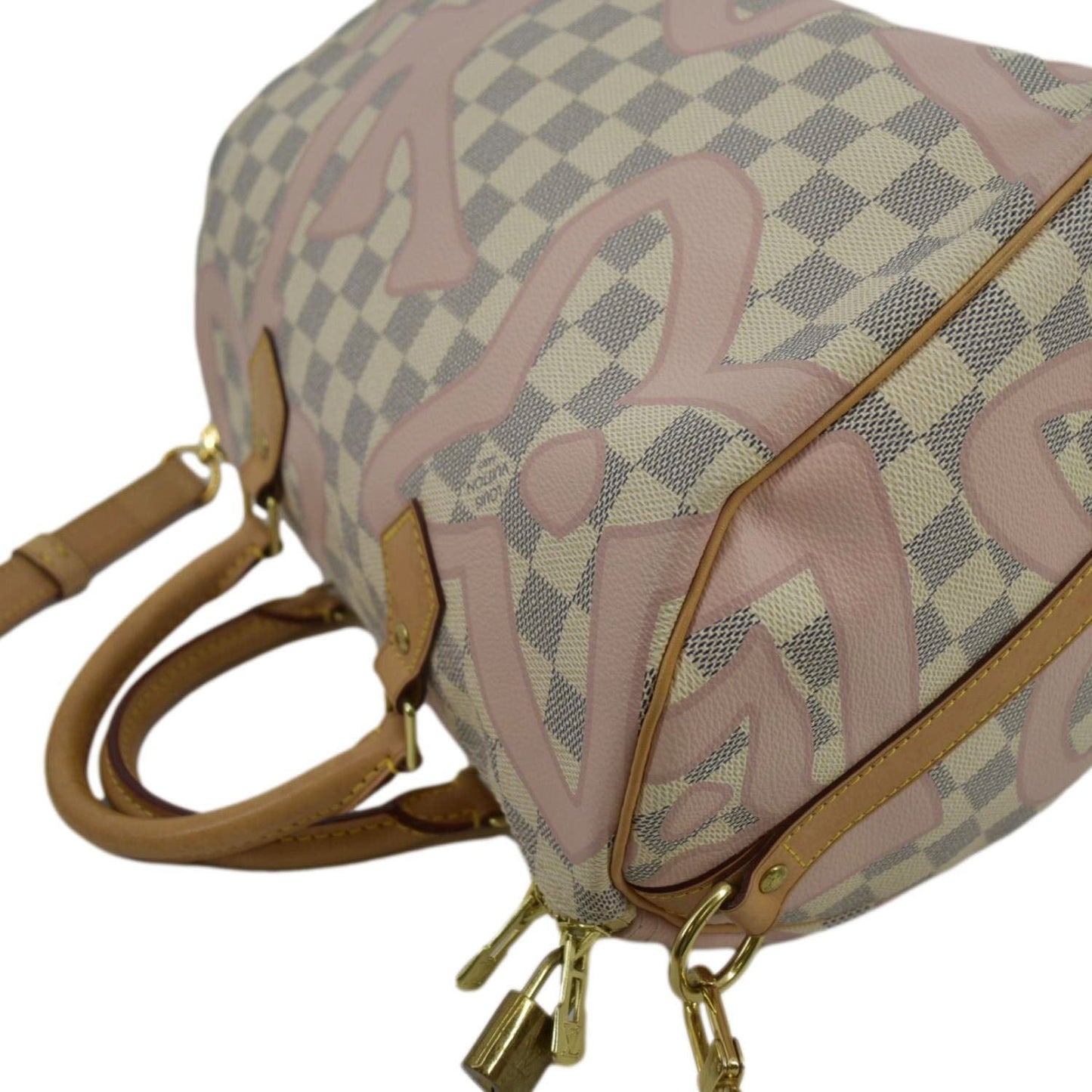 LOUIS VUITTON Tahitienne  30 Damier Azur Satchel Bag Rose Ballerine