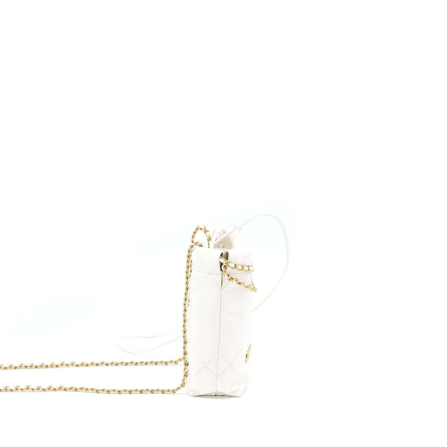 Chanel 23S Mini 22 Bag Shiny Calfskin White  (Microchip)