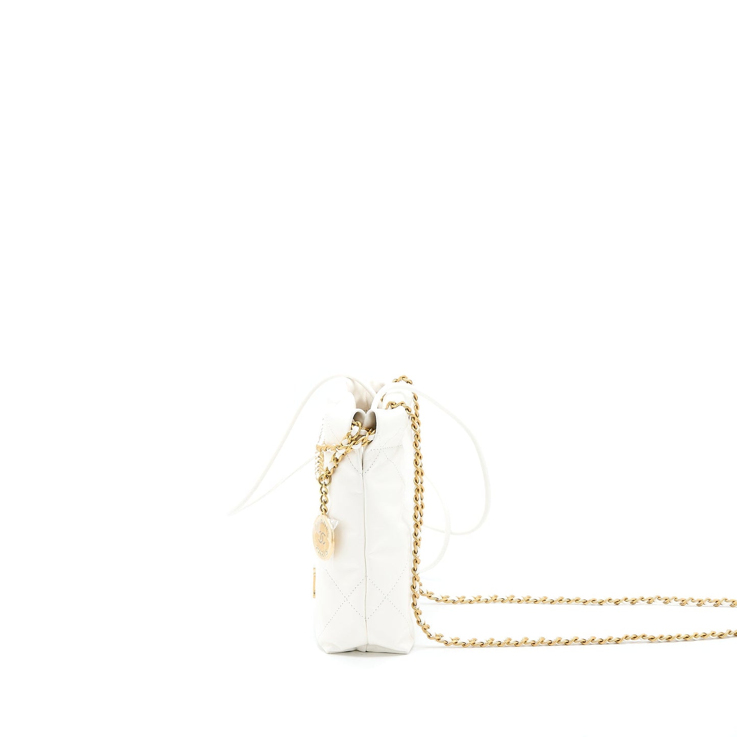 Chanel 23S Mini 22 Bag Shiny Calfskin White  (Microchip)