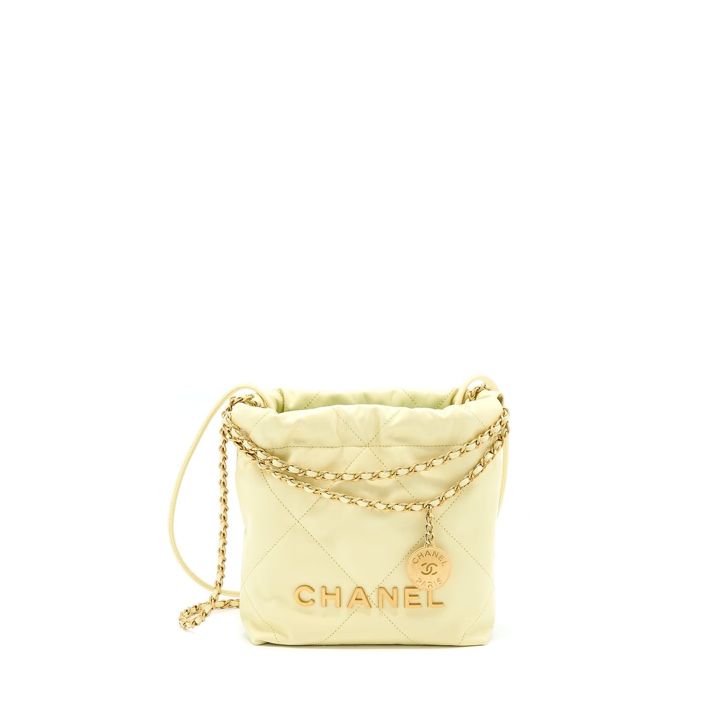 Chanel 23S Mini 22 Bag Shiny Calfskin Light Yellow  (Microchip)