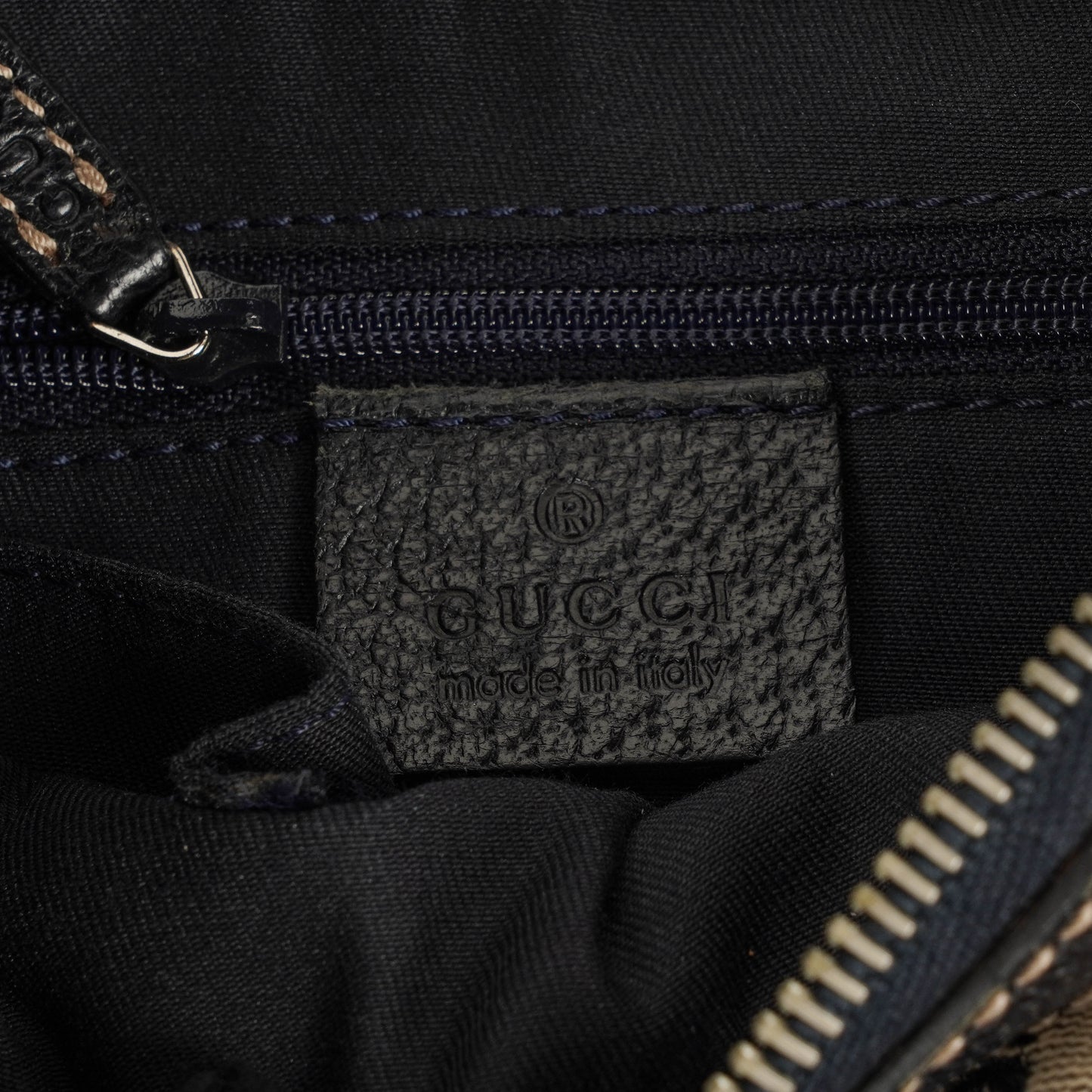 Gucci Charmy Navy GG Canvas Hobo Bag
