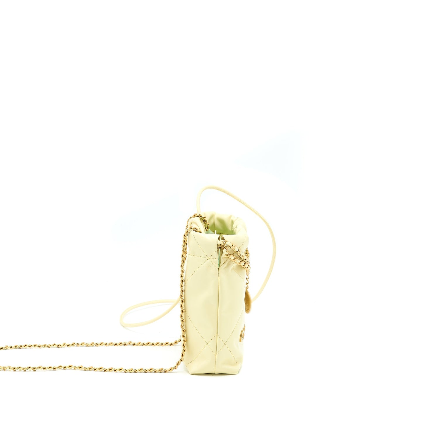Chanel 23S Mini 22 Bag Shiny Calfskin Light Yellow  (Microchip)