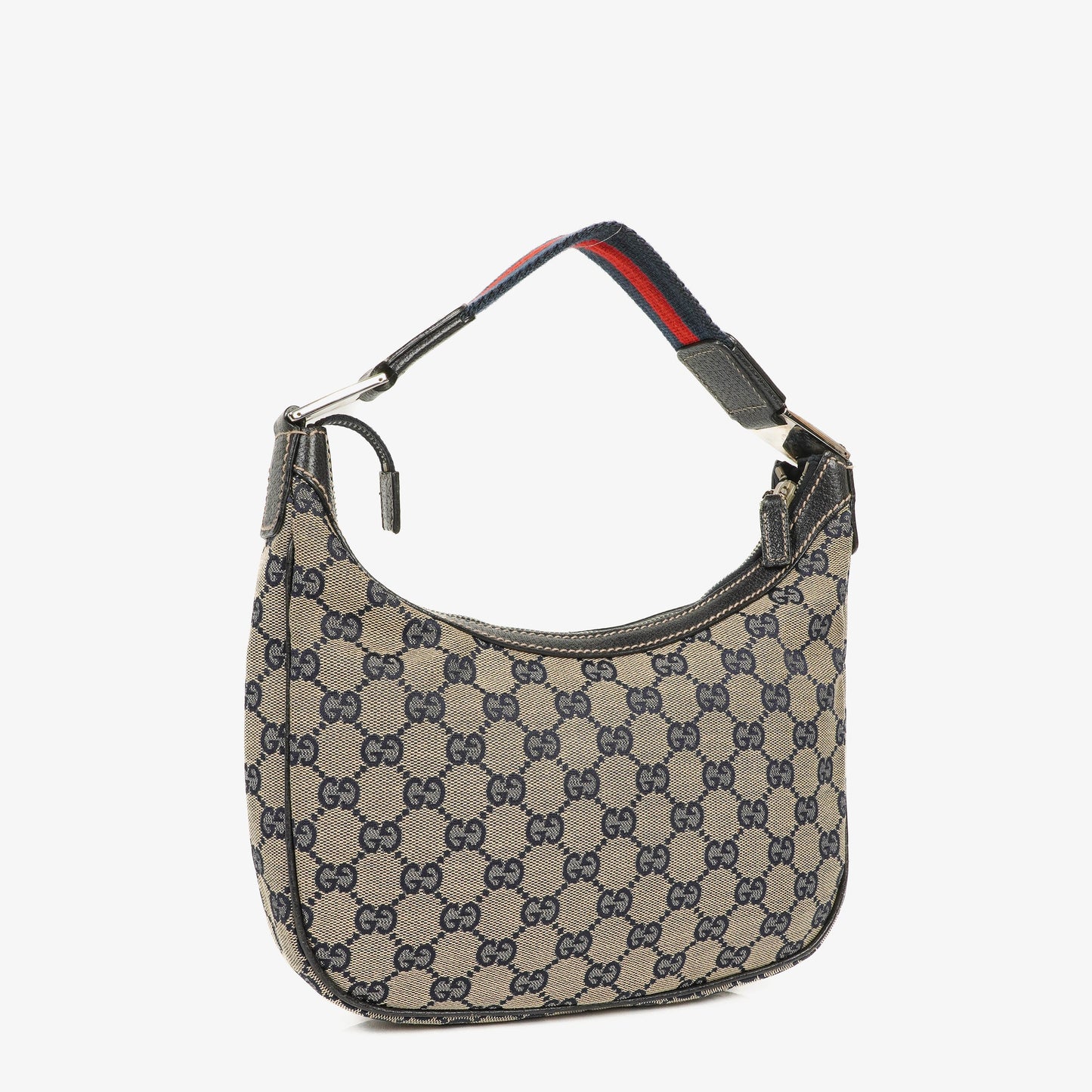 Gucci Charmy Navy GG Canvas Hobo Bag