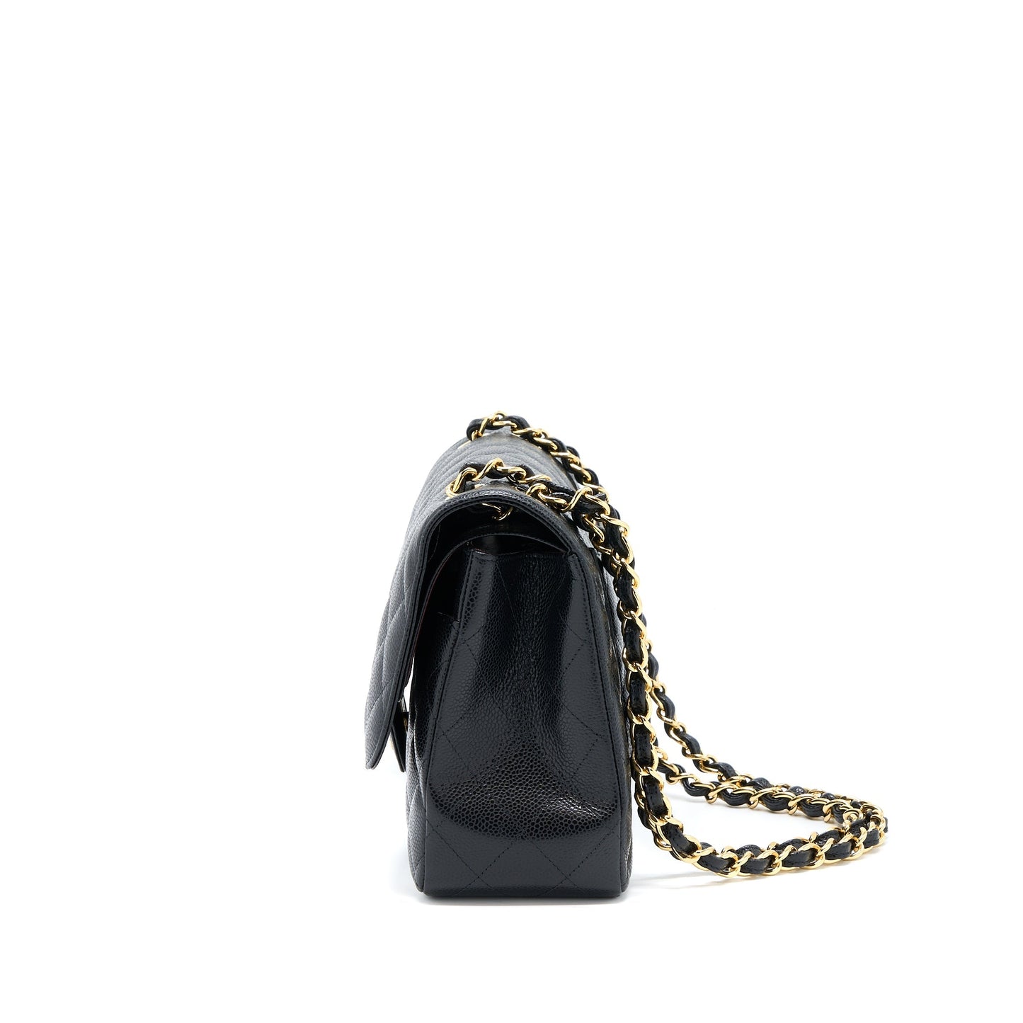 Chanel Classic Jumbo Double Flap Caviar Black  (Microchip)
