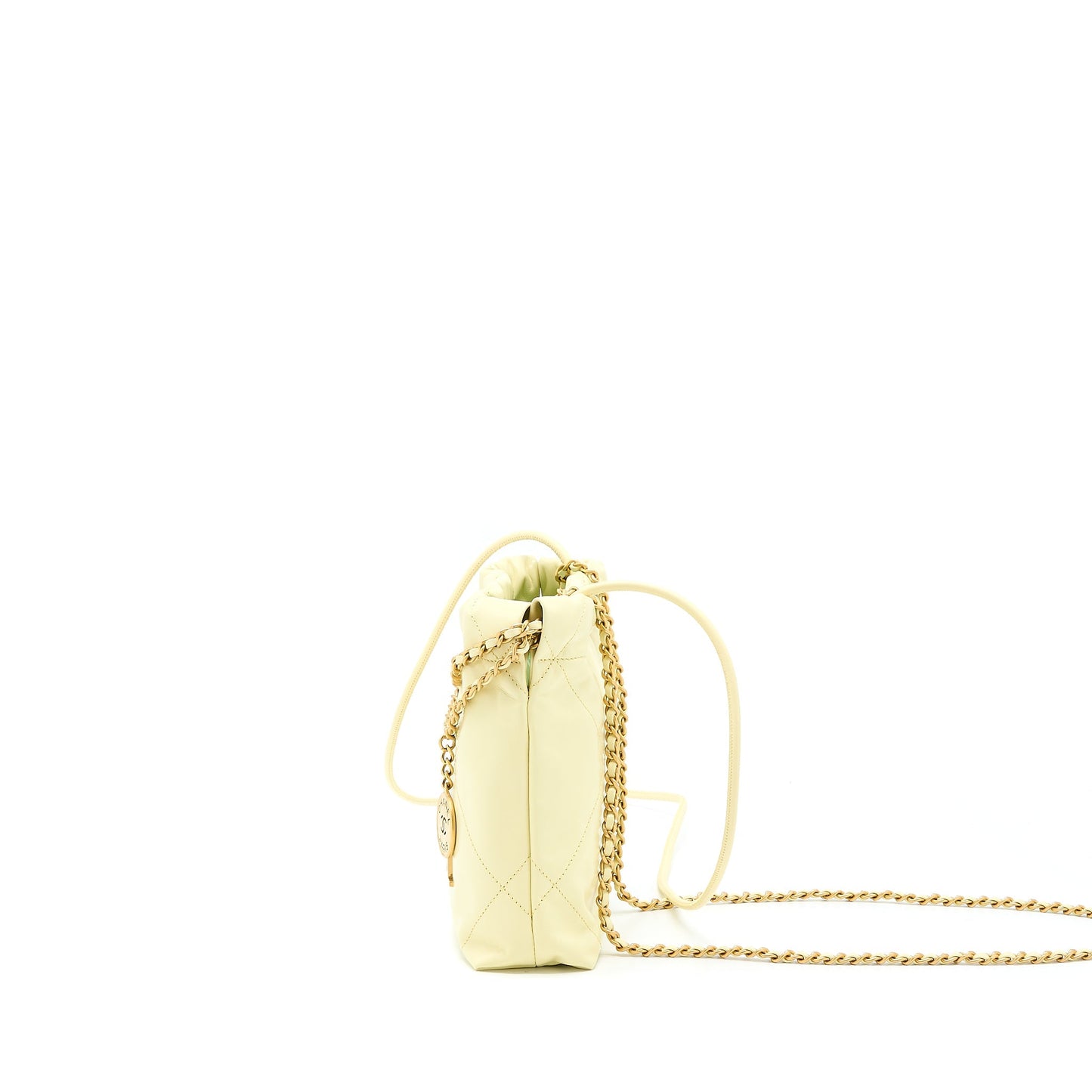 Chanel 23S Mini 22 Bag Shiny Calfskin Light Yellow  (Microchip)