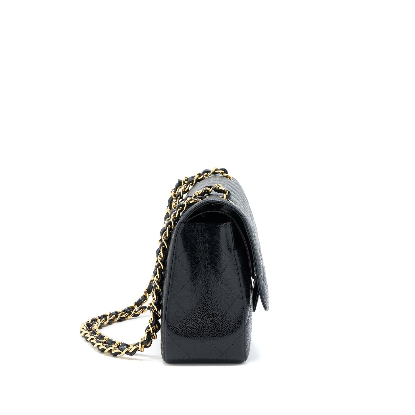 Chanel Classic Jumbo Double Flap Caviar Black  (Microchip)