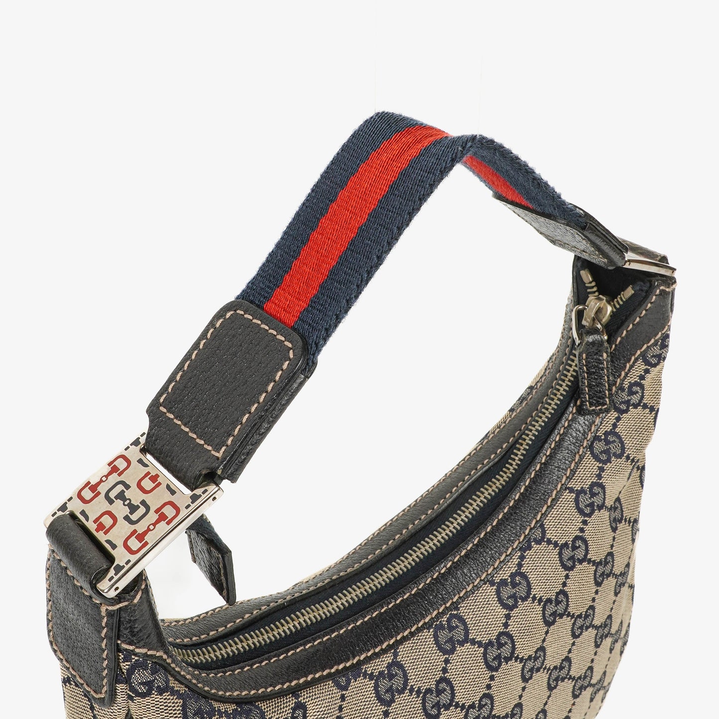 Gucci Charmy Navy GG Canvas Hobo Bag
