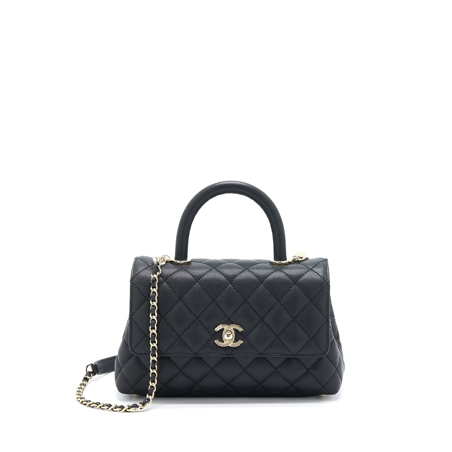 Chanel Coco Handle Caviar Black L(Microchip)