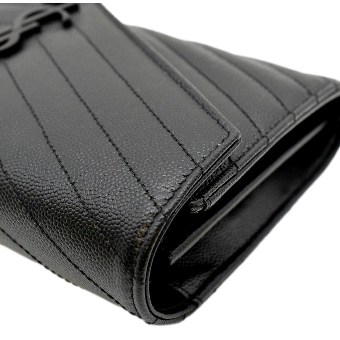 YVES SAINT LAURENT Cassandre Matelasse Chain Wallet Crossbody Bag Black