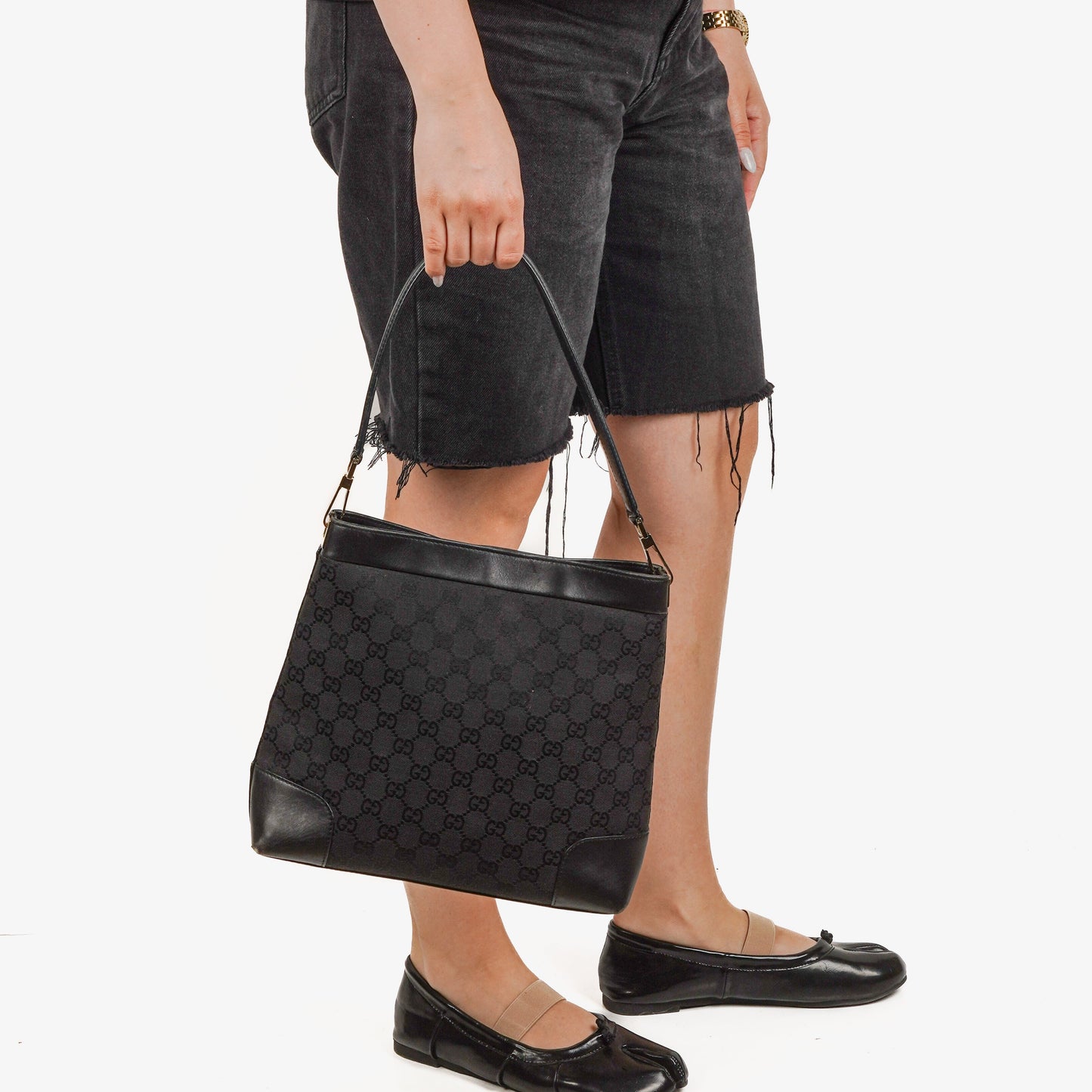 Gucci GG Canvas And Leather Shoulder Hobo Bag