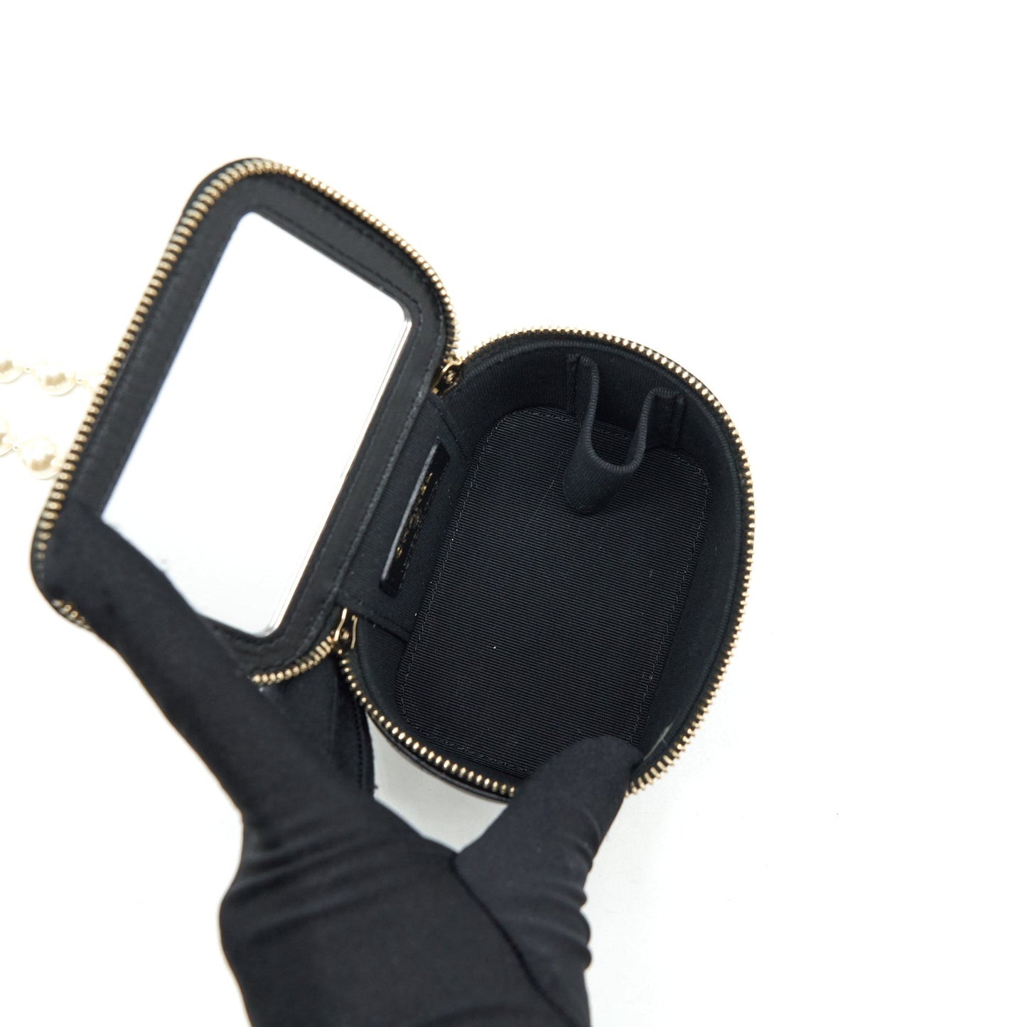 Chanel Mini Vanity With Pearl Chain Lambskin Black L