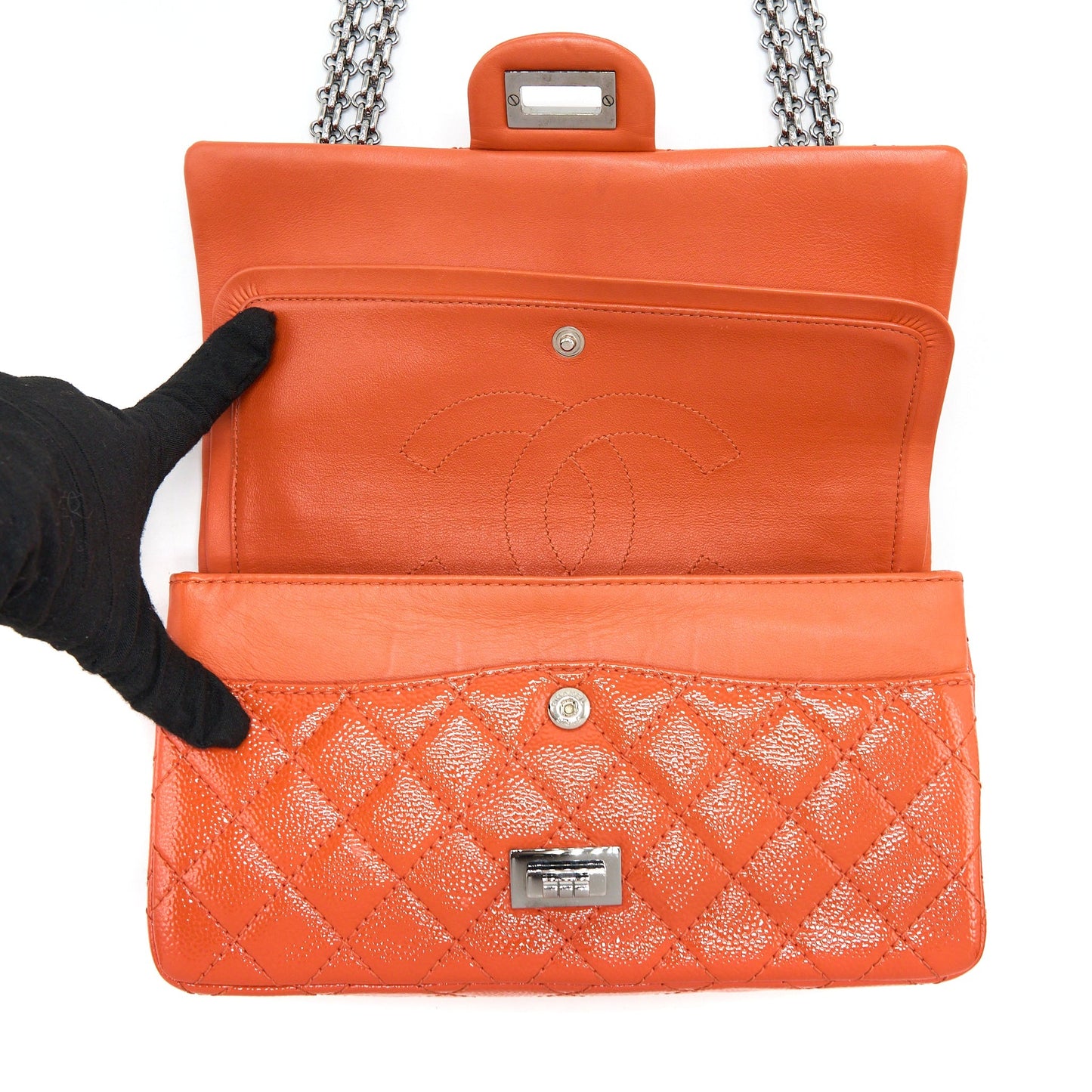 Chanel Small 2.55 Reissue Flap Bag Patent Orange