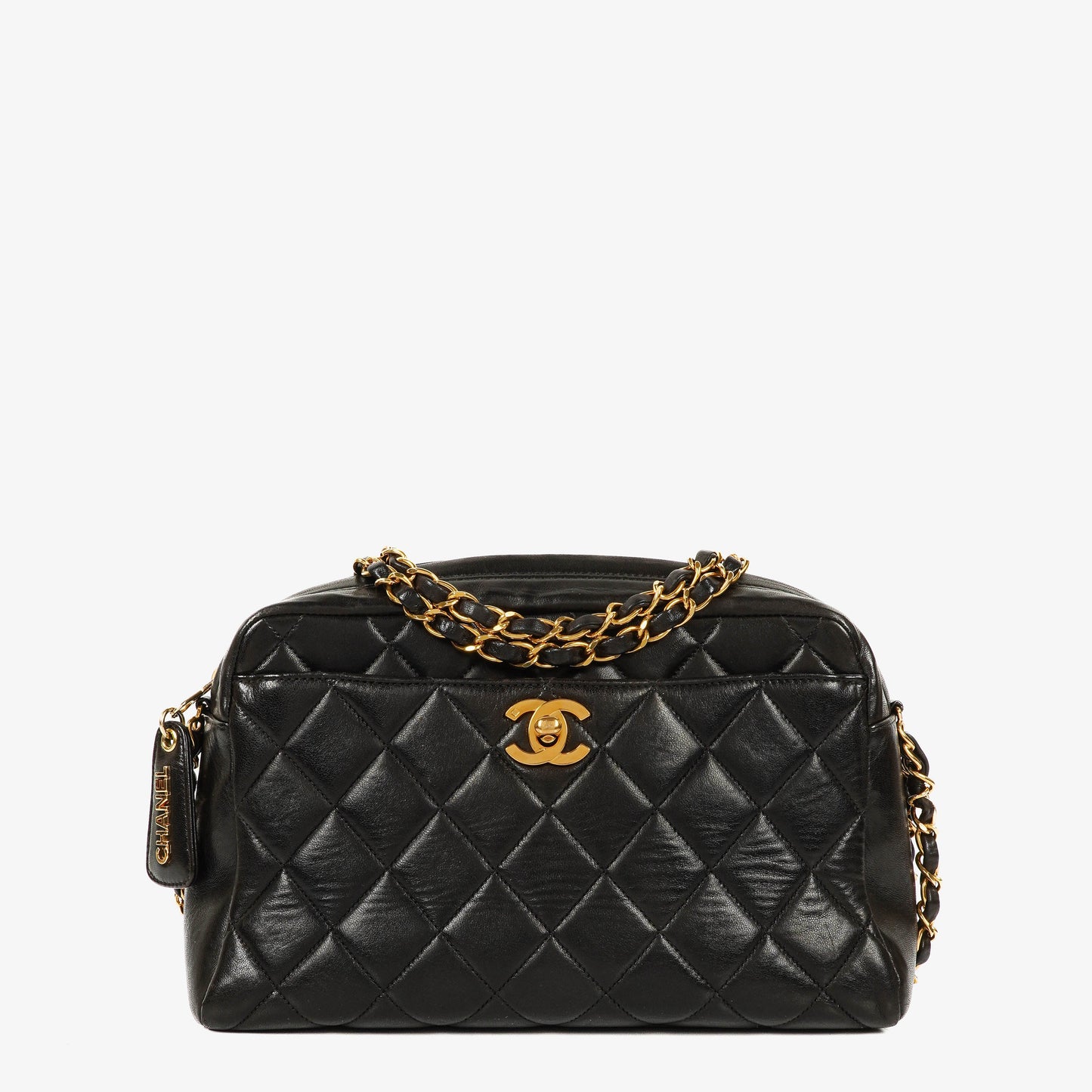Chanel  Front Pocket Camera Bag Black Quilted Leather With 24K Gold-Plated Hardware