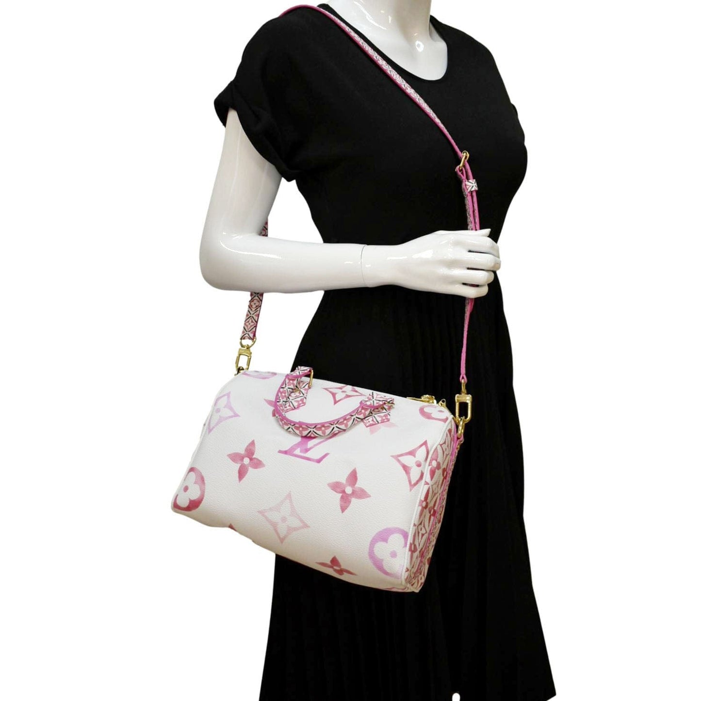 LOUIS VUITTON  25 Bandouliere Giant Monogram Canvas Shoulder Bag Pink