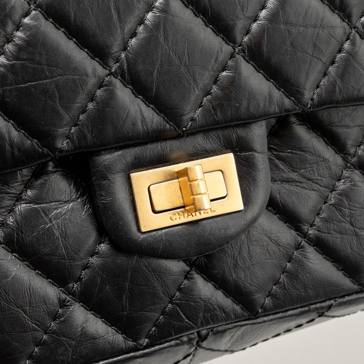 CHANEL Large 2.55 Reissue Flap Bag Aged Calfskin Black