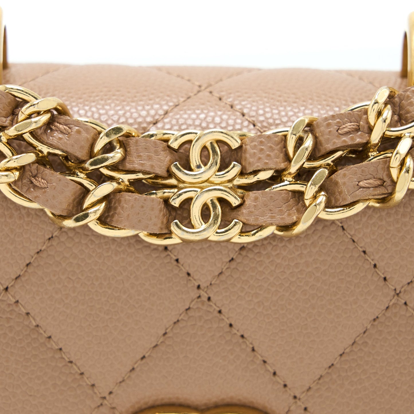 Chanel Mini Flap Bag Caviar Beige  (Microchip)