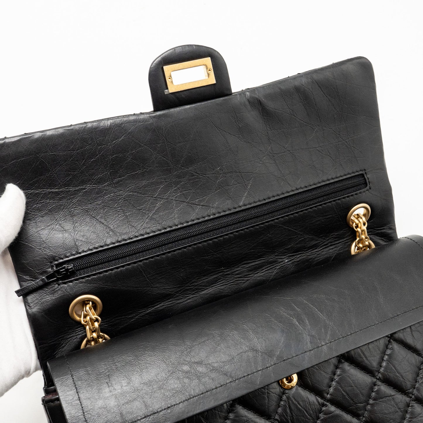 CHANEL Large 2.55 Reissue Flap Bag Aged Calfskin Black