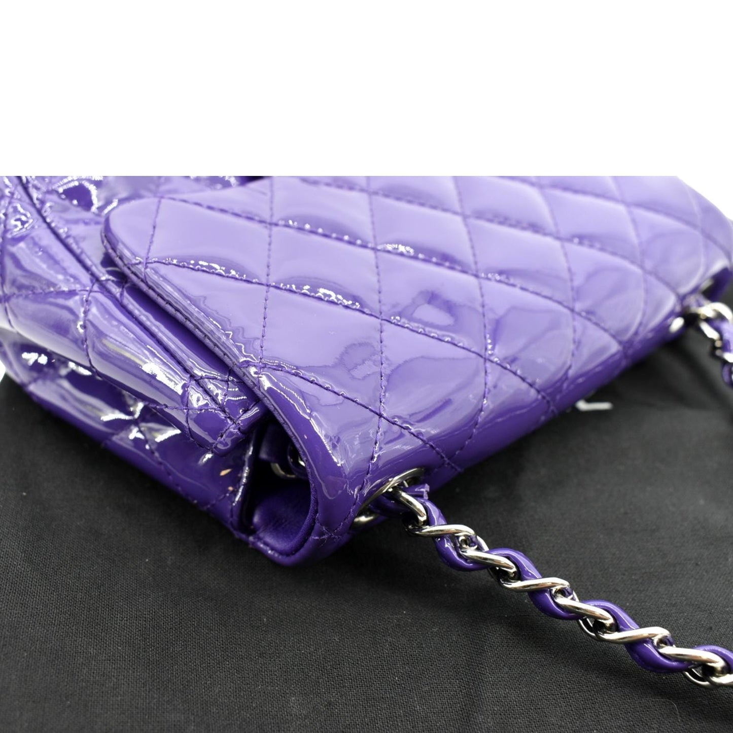 CHANEL Mini Flap Patent Calfskin Leather Shoulder Bag Purple