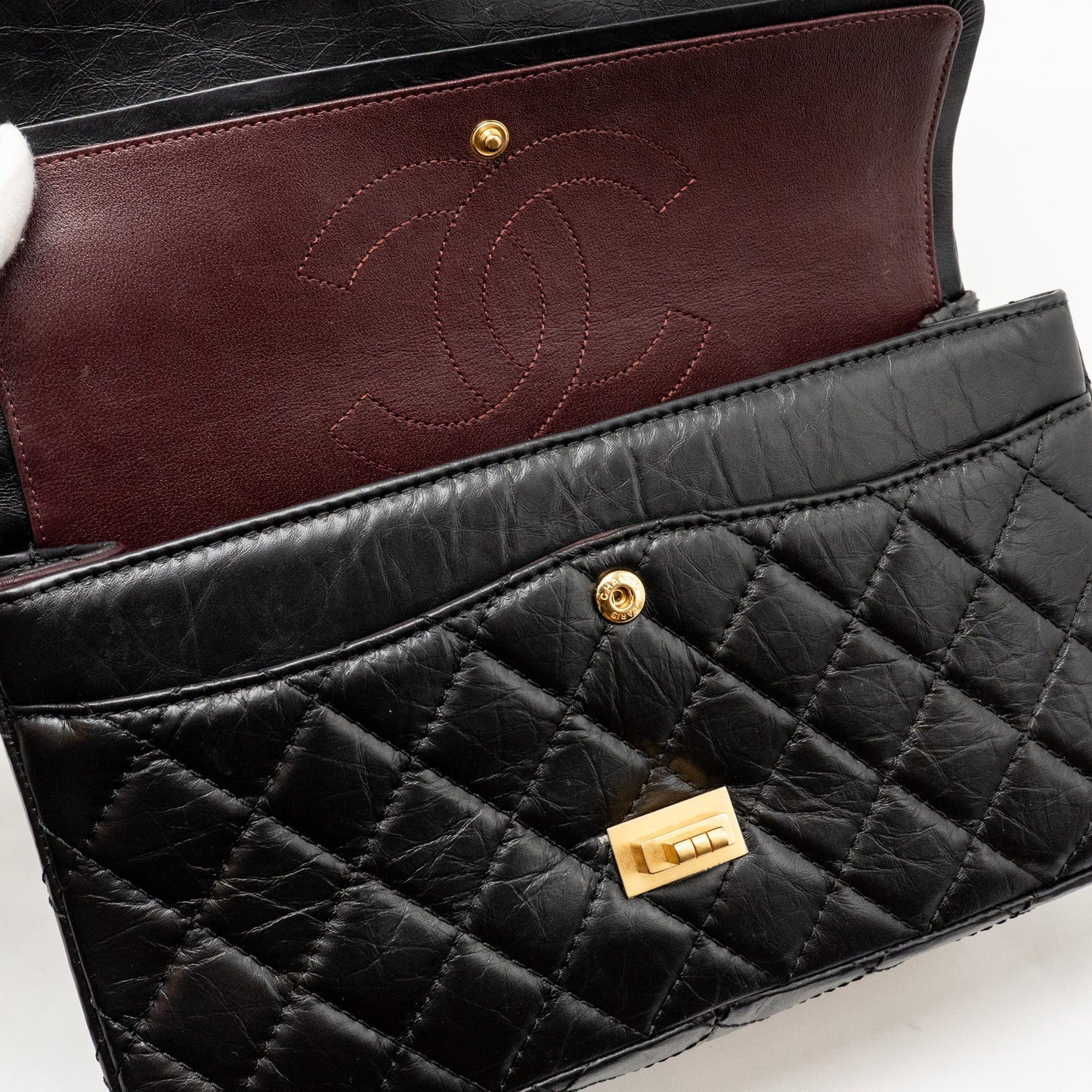 CHANEL Large 2.55 Reissue Flap Bag Aged Calfskin Black