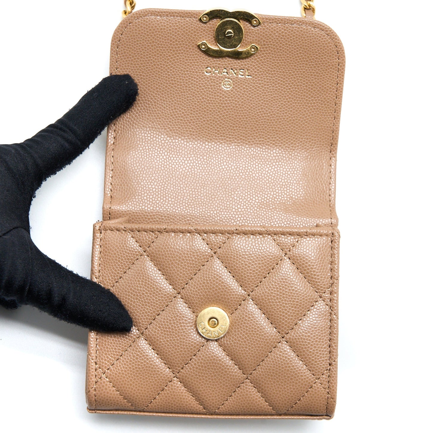 Chanel Mini Flap Bag Caviar Beige  (Microchip)