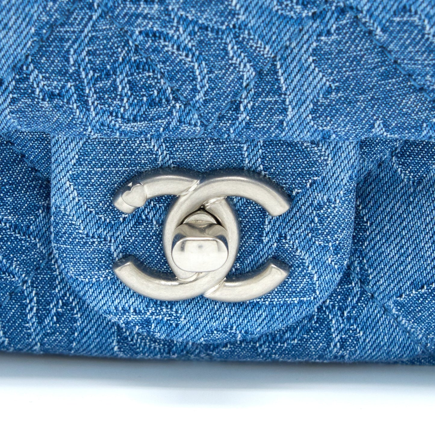 Chanel Coco Love Flap Bag Camellia Denim Blue  (Microchip)