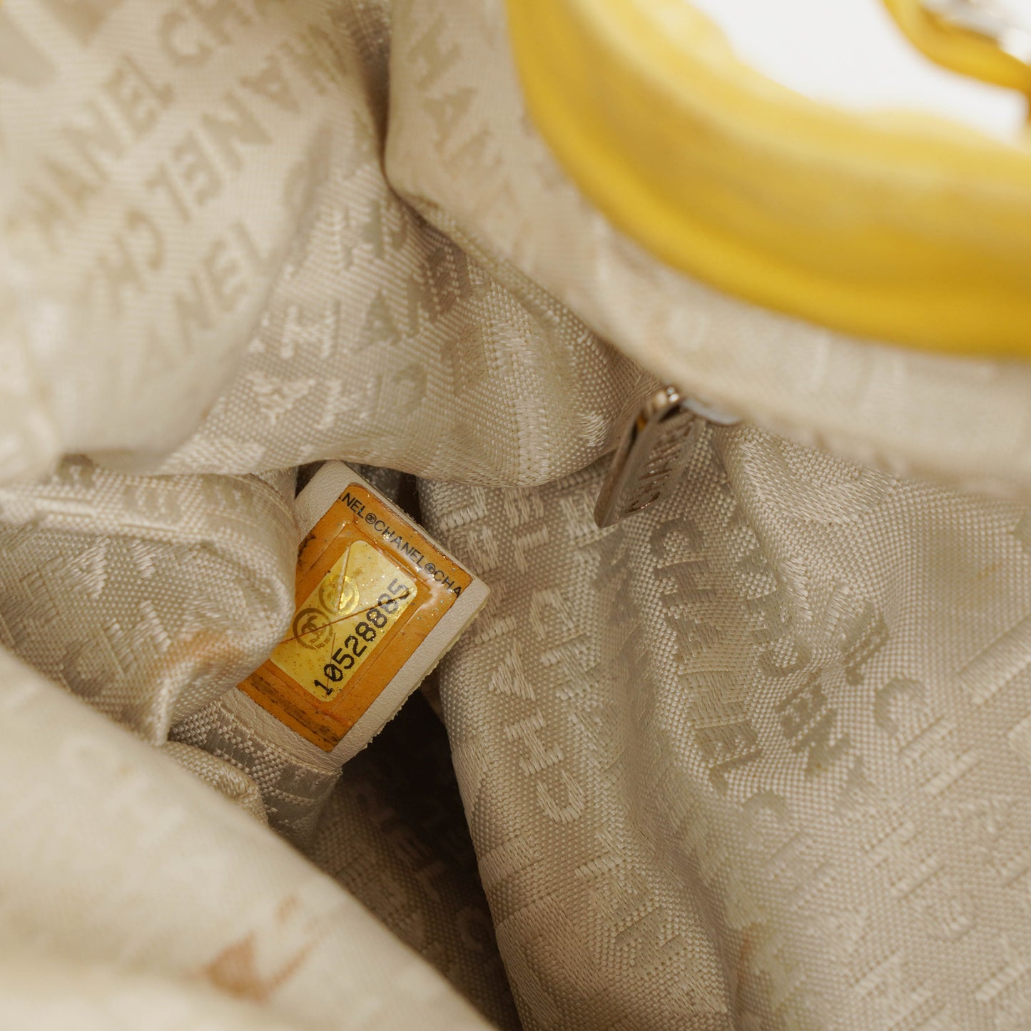 Chanel Yellow Lambskin Bucket Bag With Contrast Stitching And Drawstring, 2005-2006