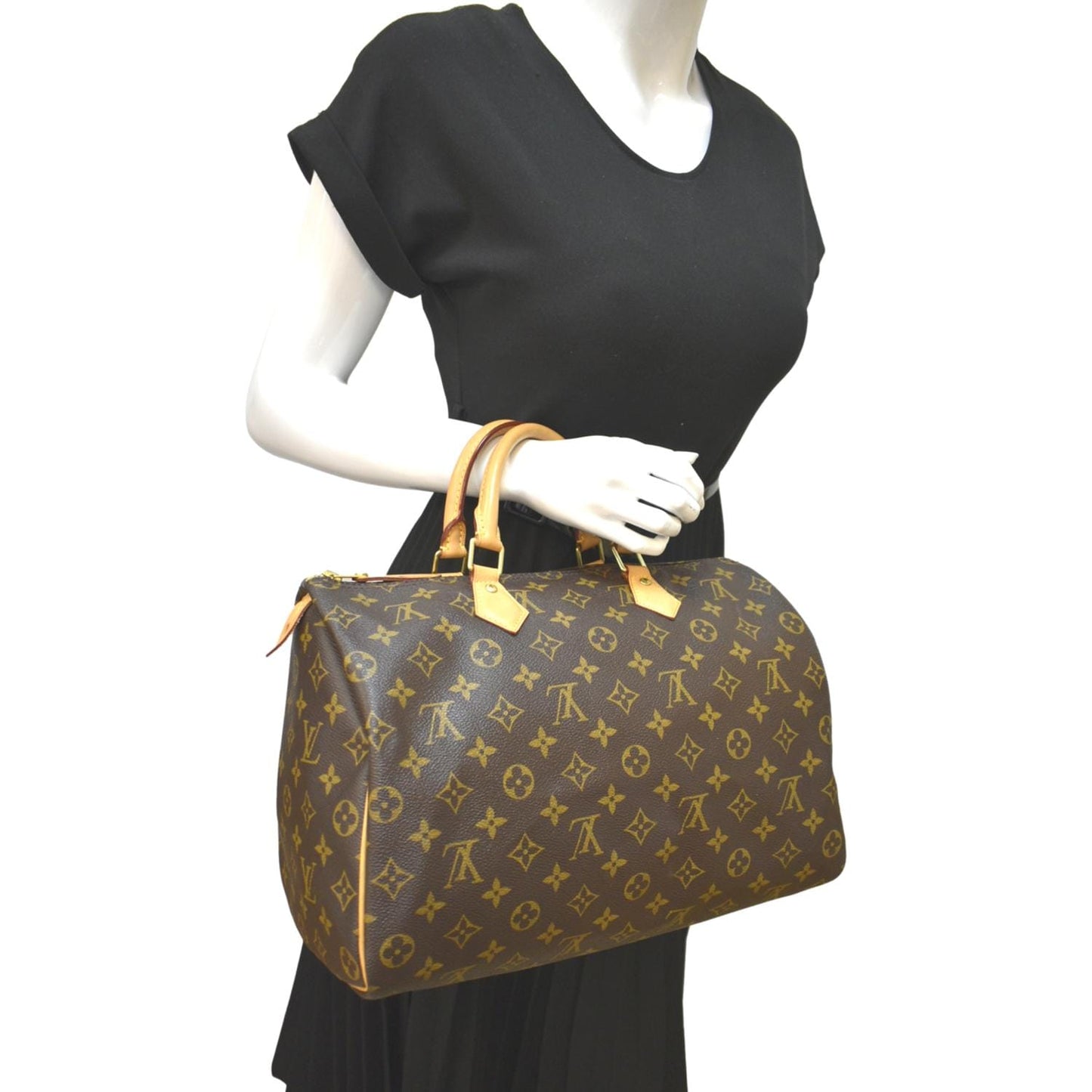 LOUIS VUITTON  35 Monogram Canvas Satchel Bag Brown