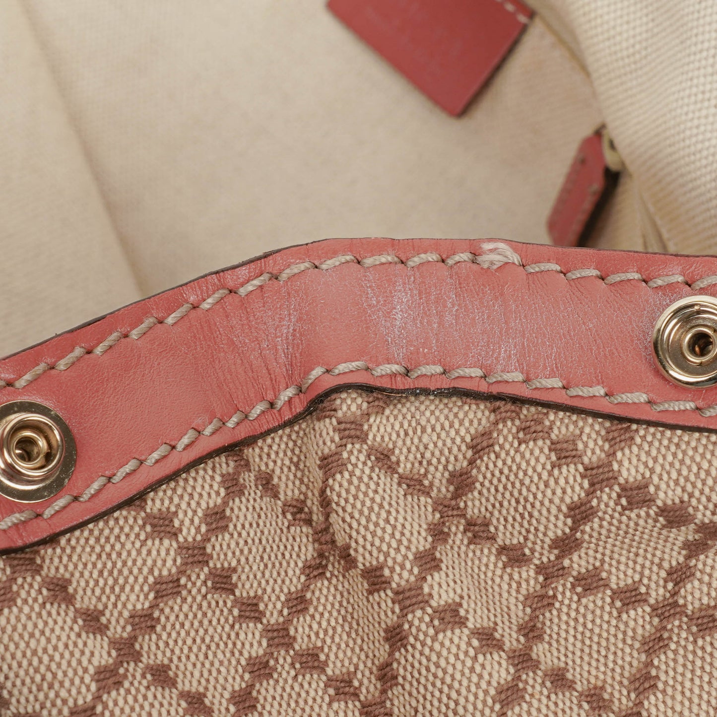 Gucci Beige/Pink Diamante Canvas Sukey Shoulder Hobo Bag