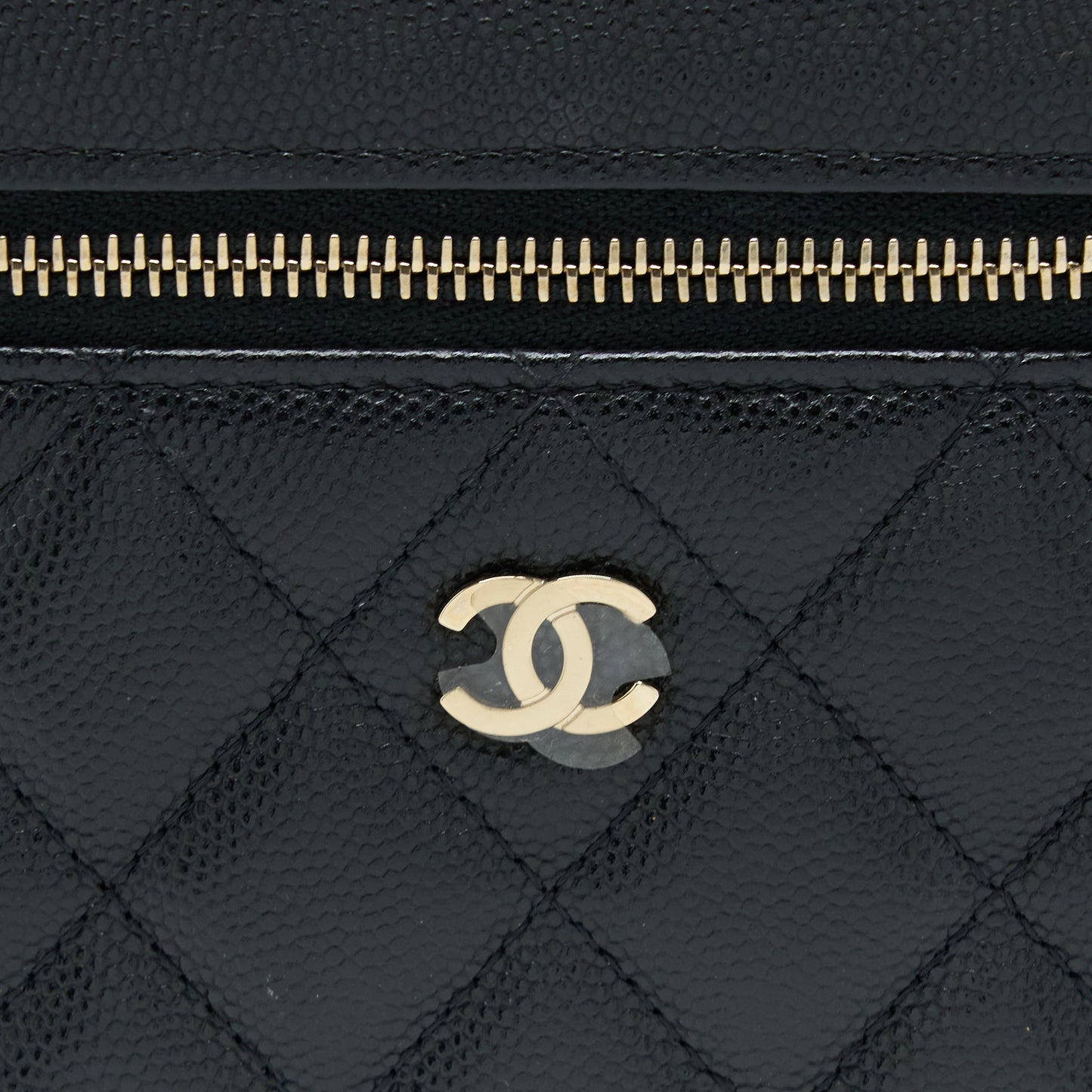 Chanel Top Handle Vanity Case Caviar Black L