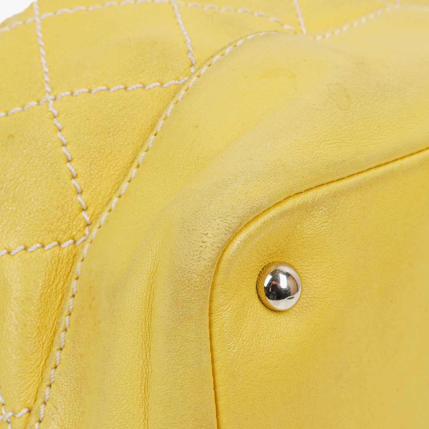 Chanel Yellow Lambskin Bucket Bag With Contrast Stitching And Drawstring, 2005-2006