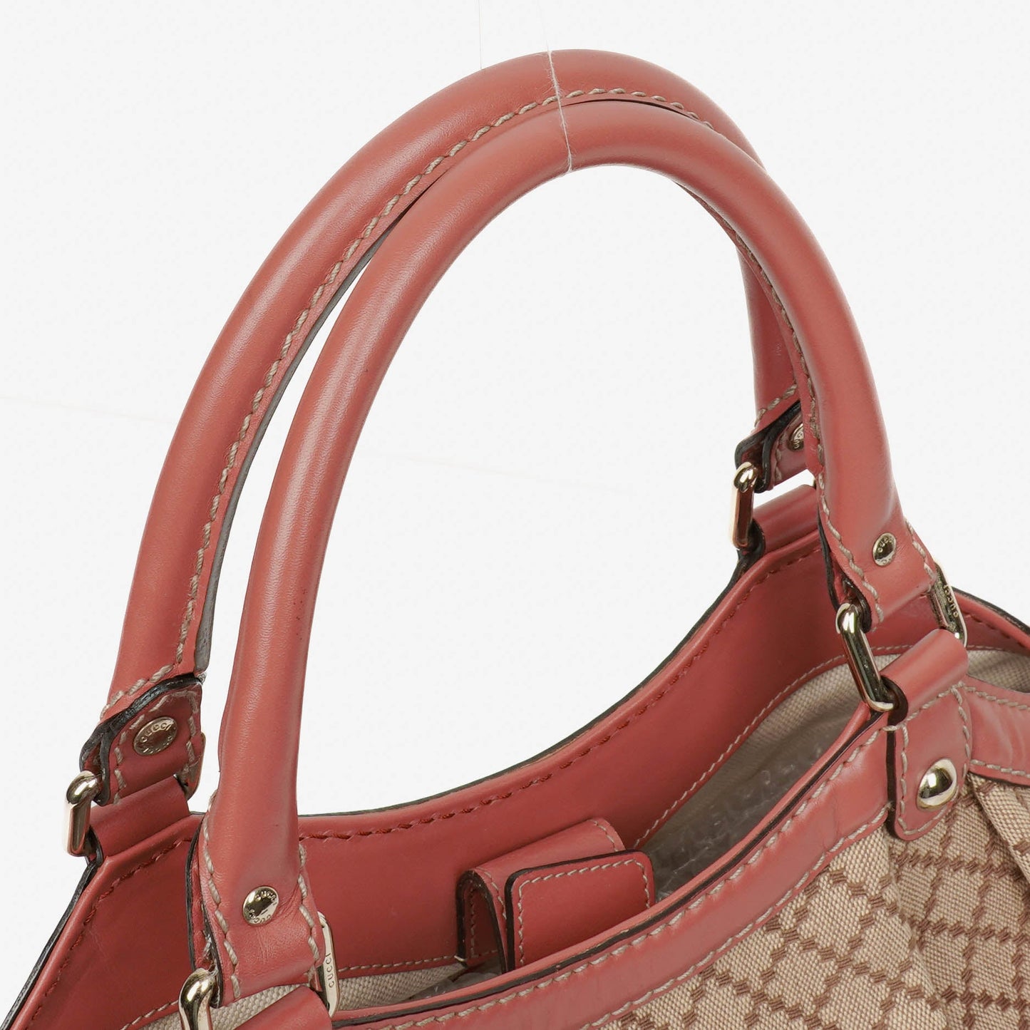 Gucci Beige/Pink Diamante Canvas Sukey Shoulder Hobo Bag