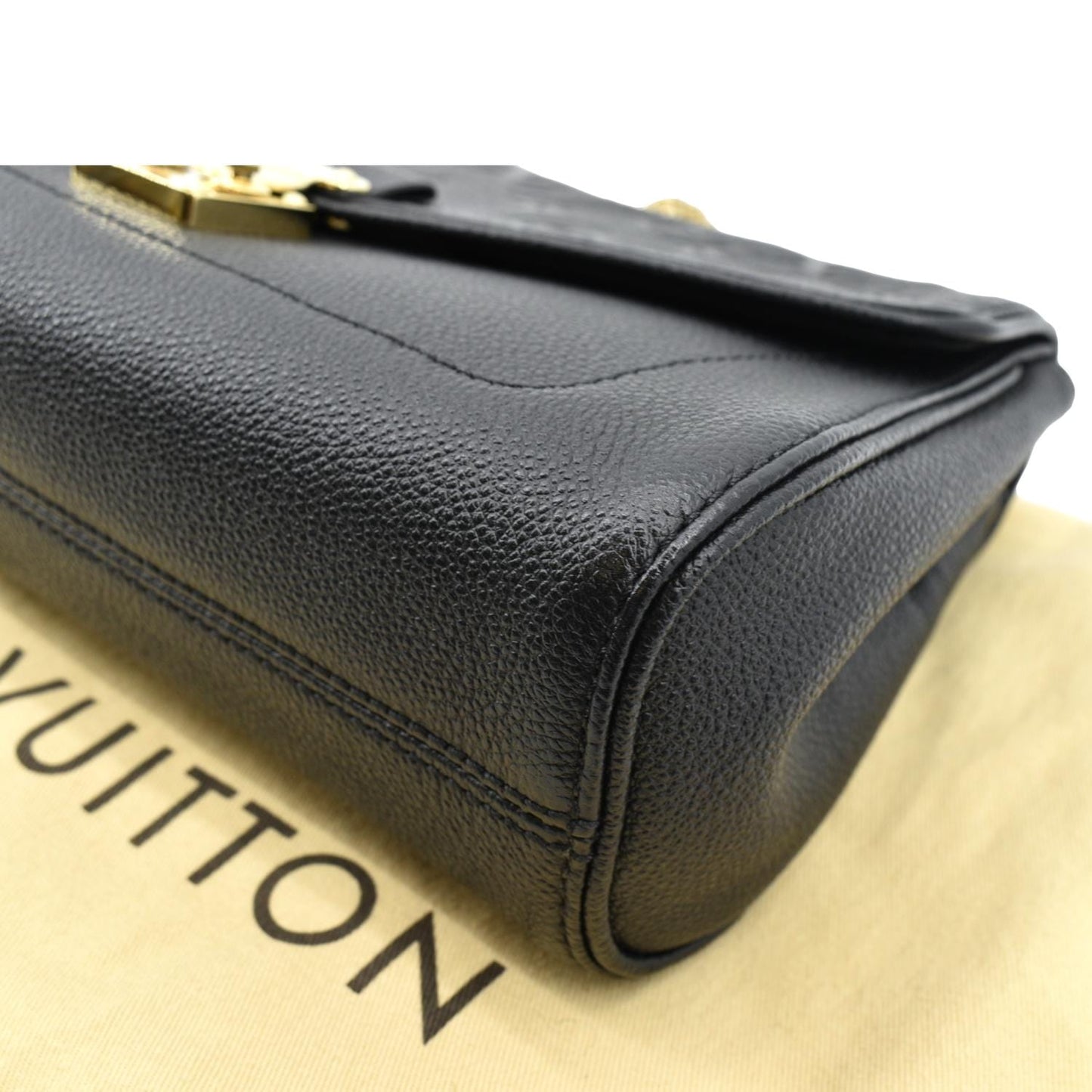 LOUIS VUITTON Saint Germain MM Monogram Empreinte Leather Shoulder Bag Black