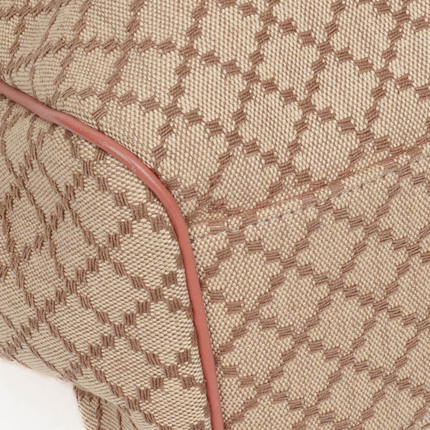 Gucci Beige/Pink Diamante Canvas Sukey Shoulder Hobo Bag