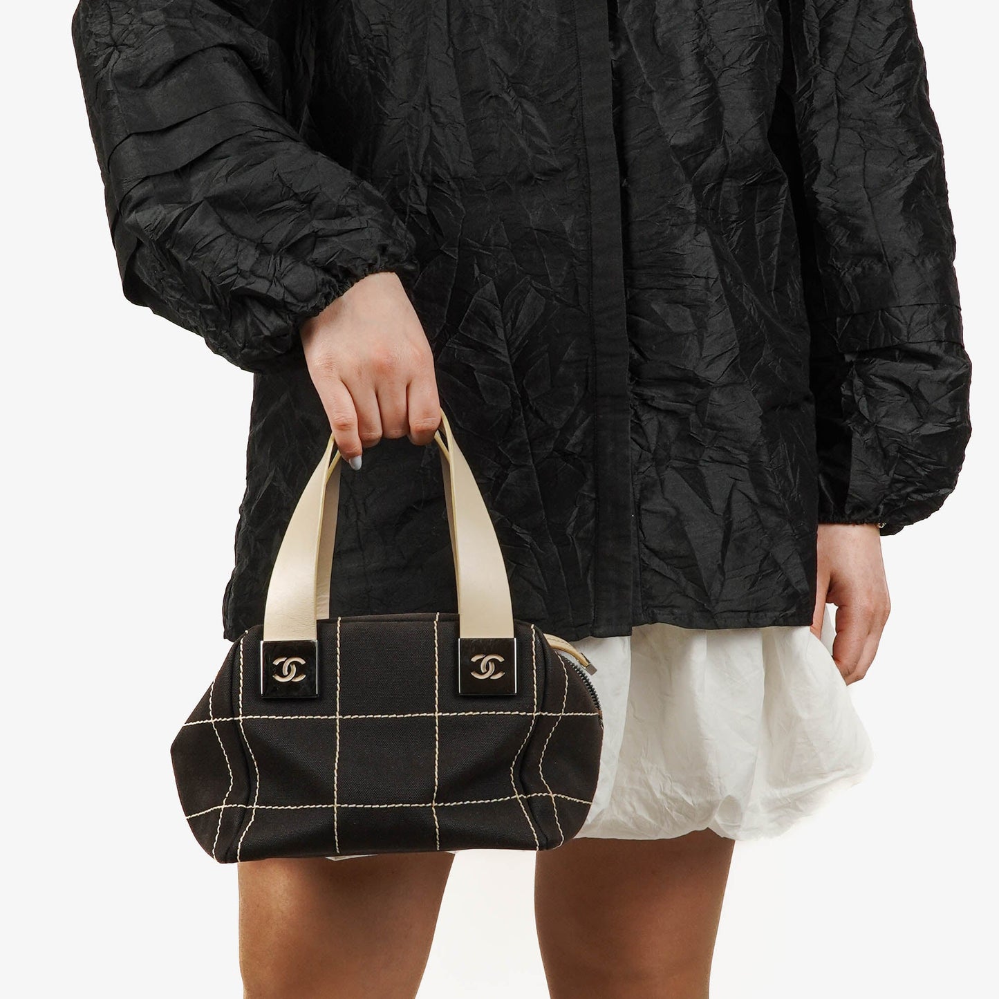 Chanel Boston bag in chocolate-stitched canvas, brown