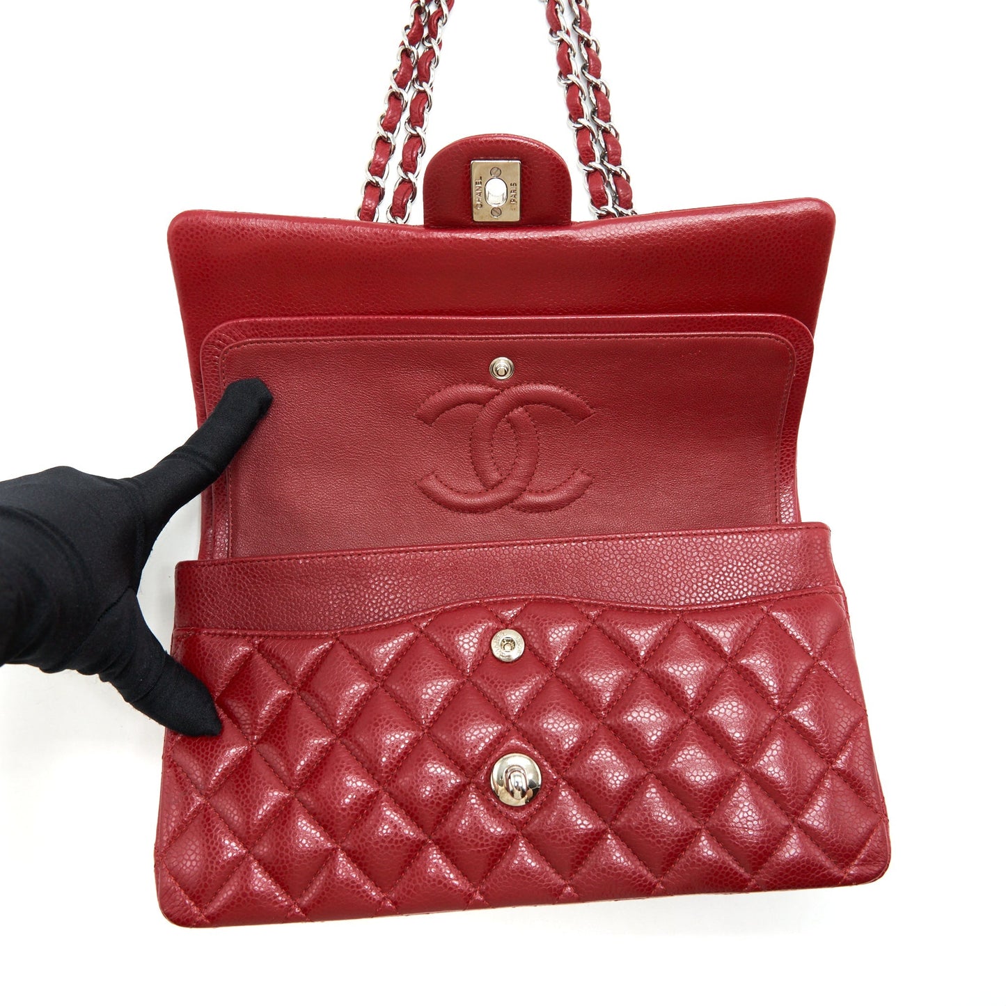 Chanel Medium Classic Double Flap Bag Caviar Red