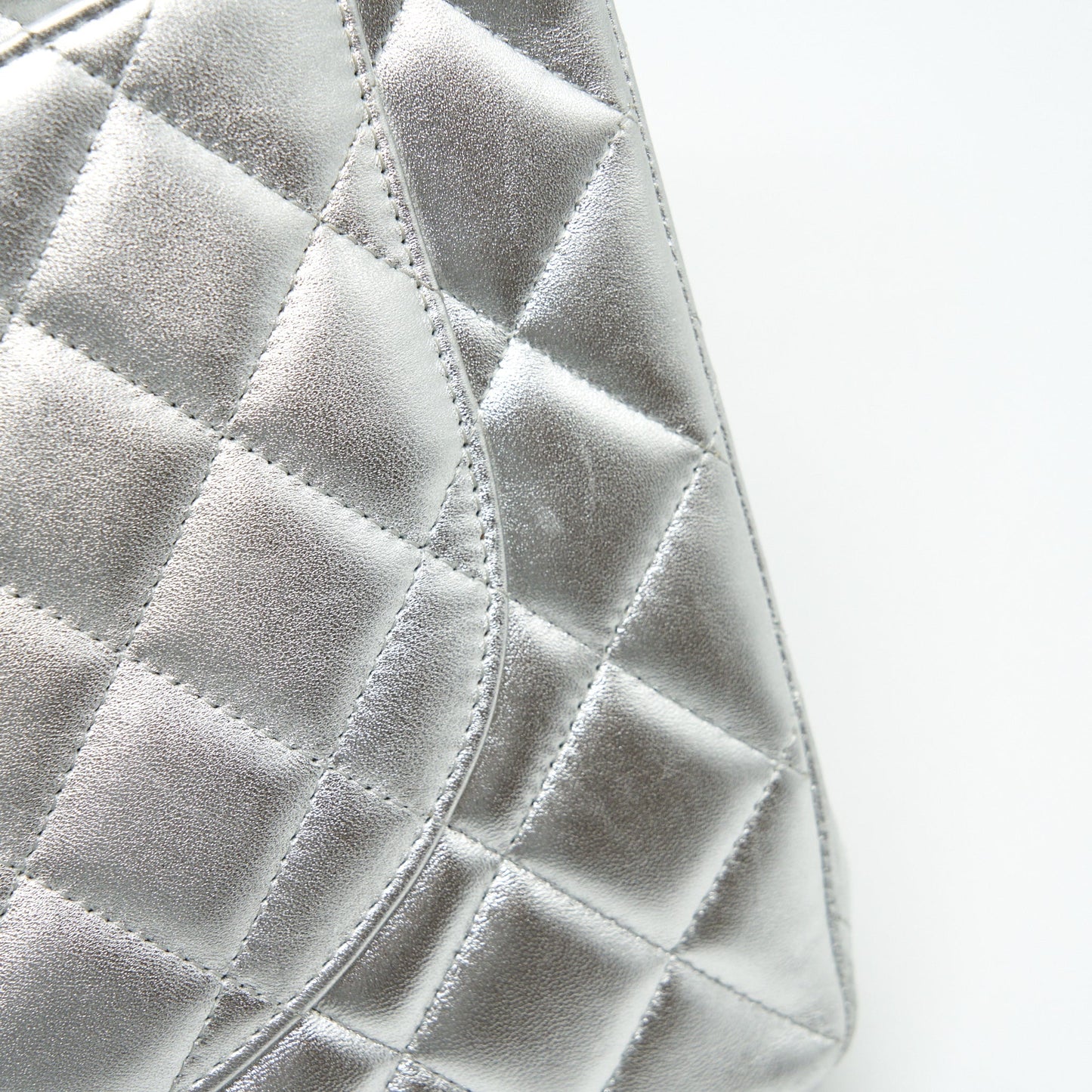 Chanel Maxi Classic Double Flap Bag Lambskin Sliver