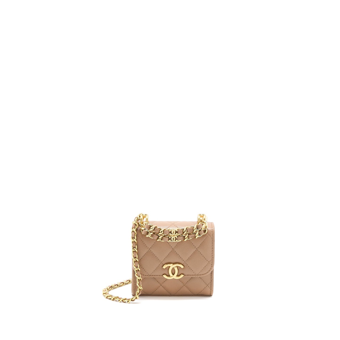 Chanel Mini Flap Bag Caviar Beige  (Microchip)