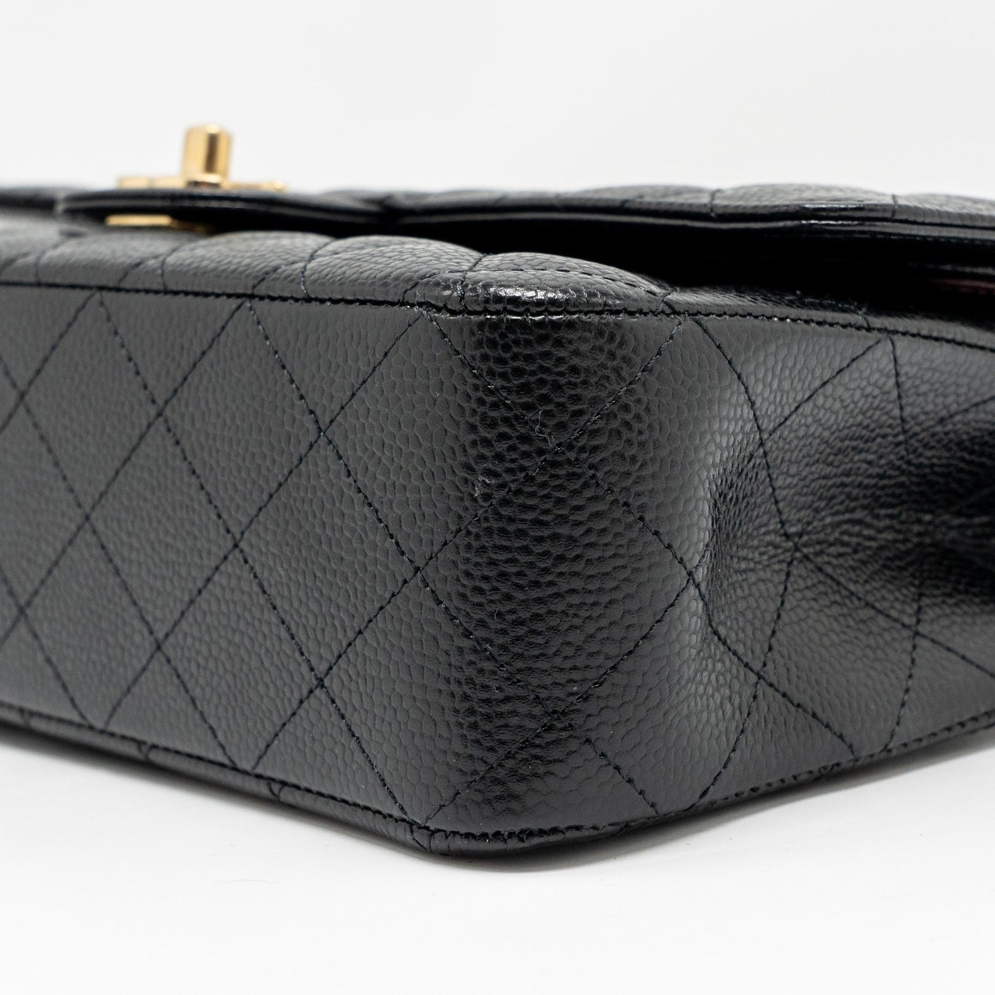 CHANEL Medium Classic Double Flap Bag Caviar Black  (Microchip)