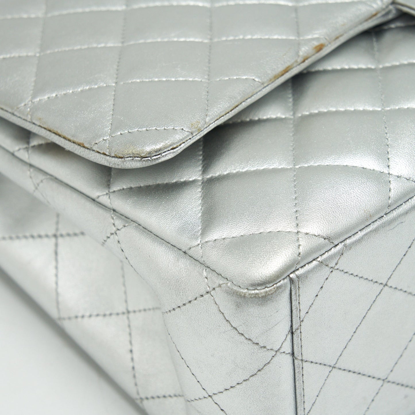 Chanel Maxi Classic Double Flap Bag Lambskin Sliver