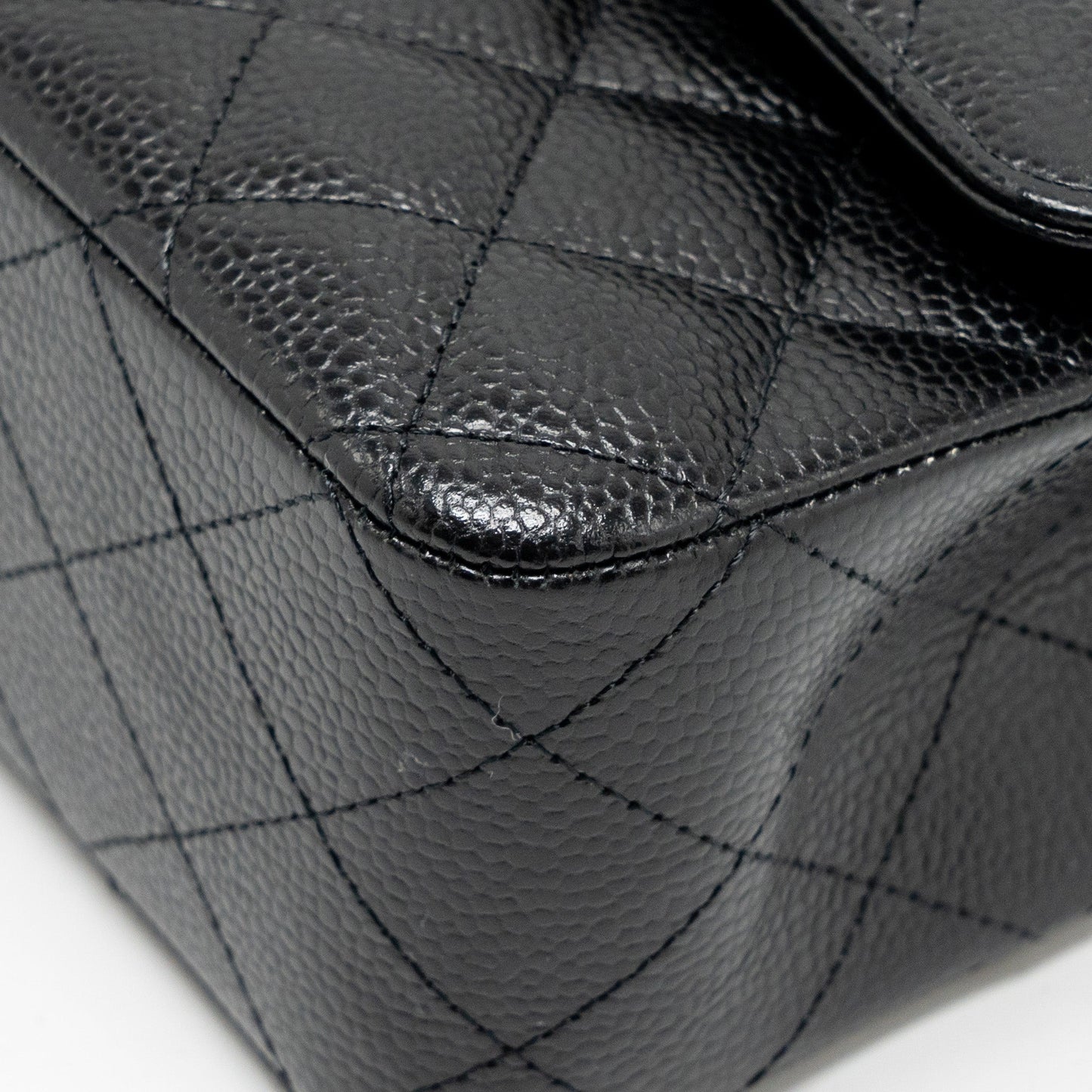 CHANEL Medium Classic Double Flap Bag Caviar Black  (Microchip)