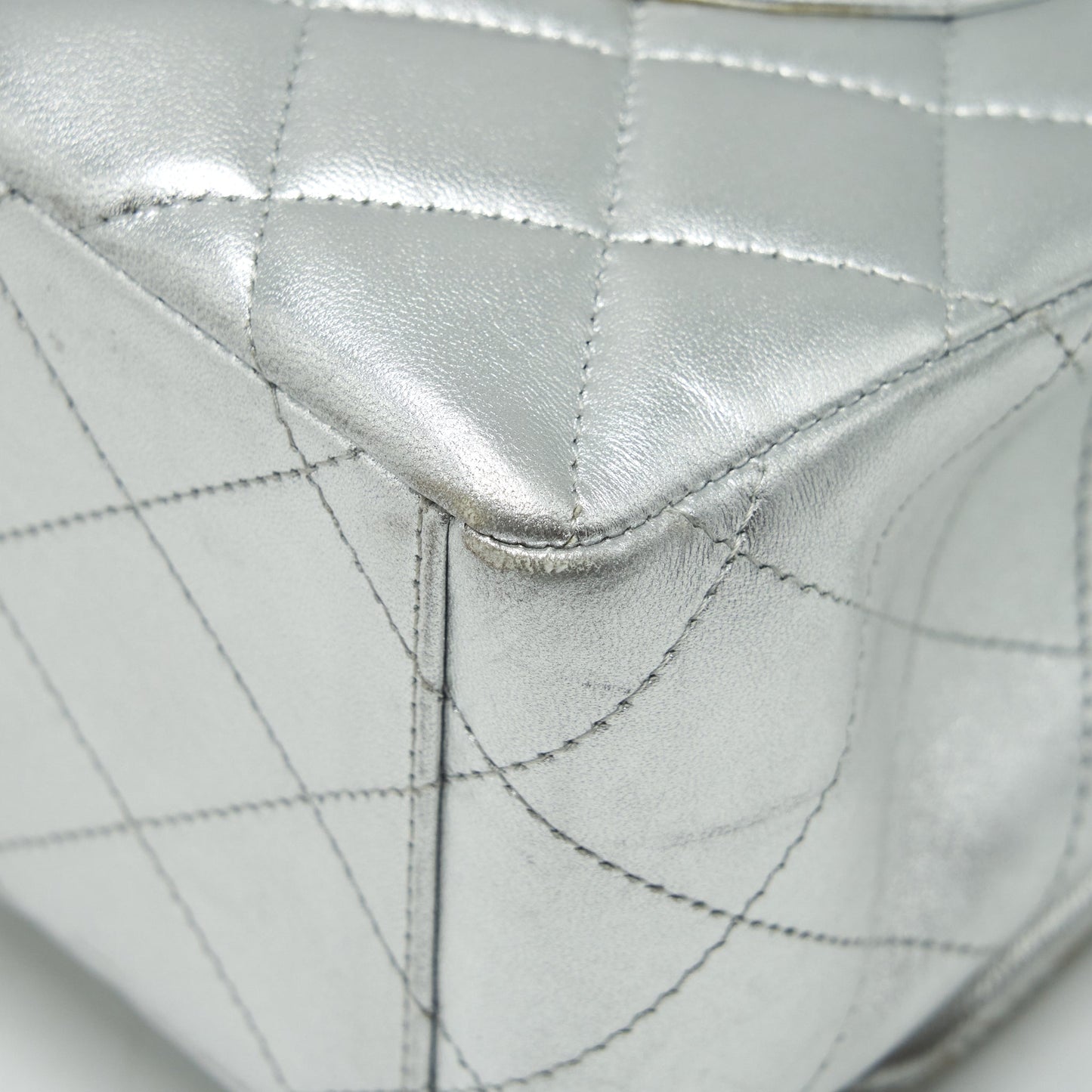 Chanel Maxi Classic Double Flap Bag Lambskin Sliver