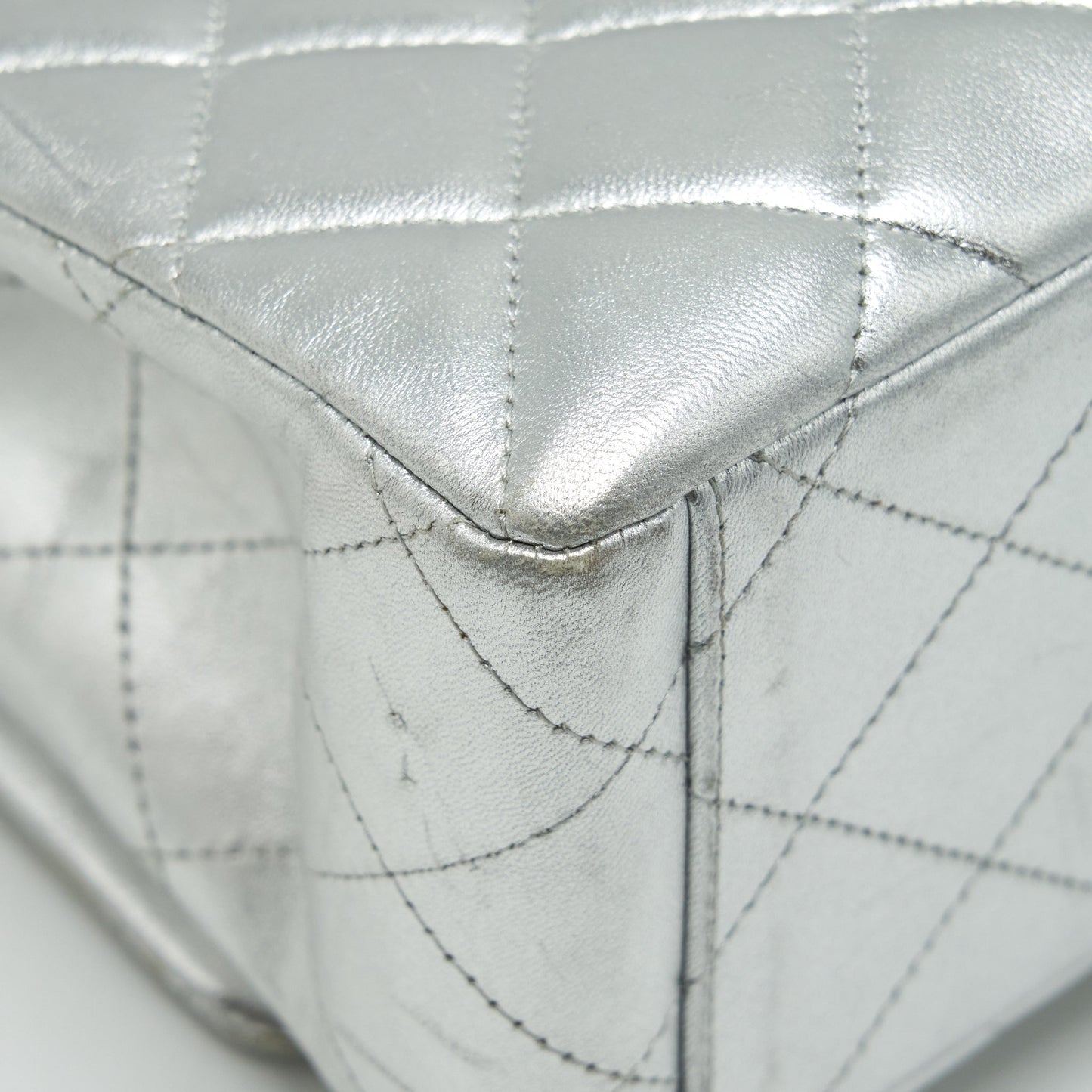 Chanel Maxi Classic Double Flap Bag Lambskin Sliver
